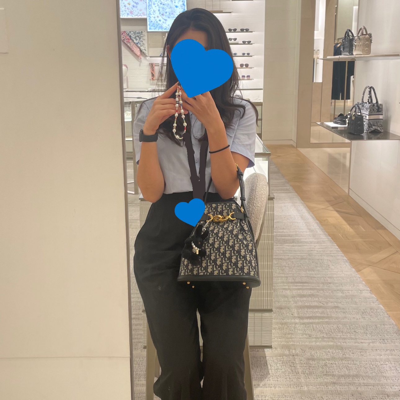 Dior Medium C'est Dior Bag Dior Oblique Jacquard Blue 착용 스타일