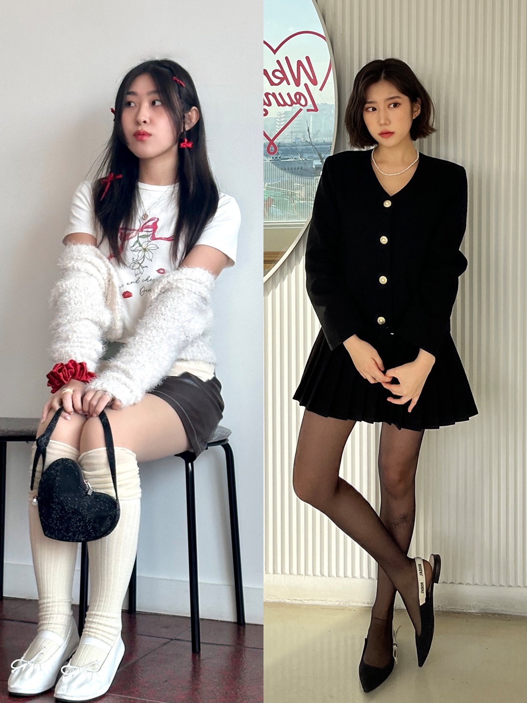 (W) Rockfishweatherwear Quilted Scrunch Flat White, (W) Dior J'adior Slingback Ballerina Flat Technical Fabric Black 착용 스타일 - 2