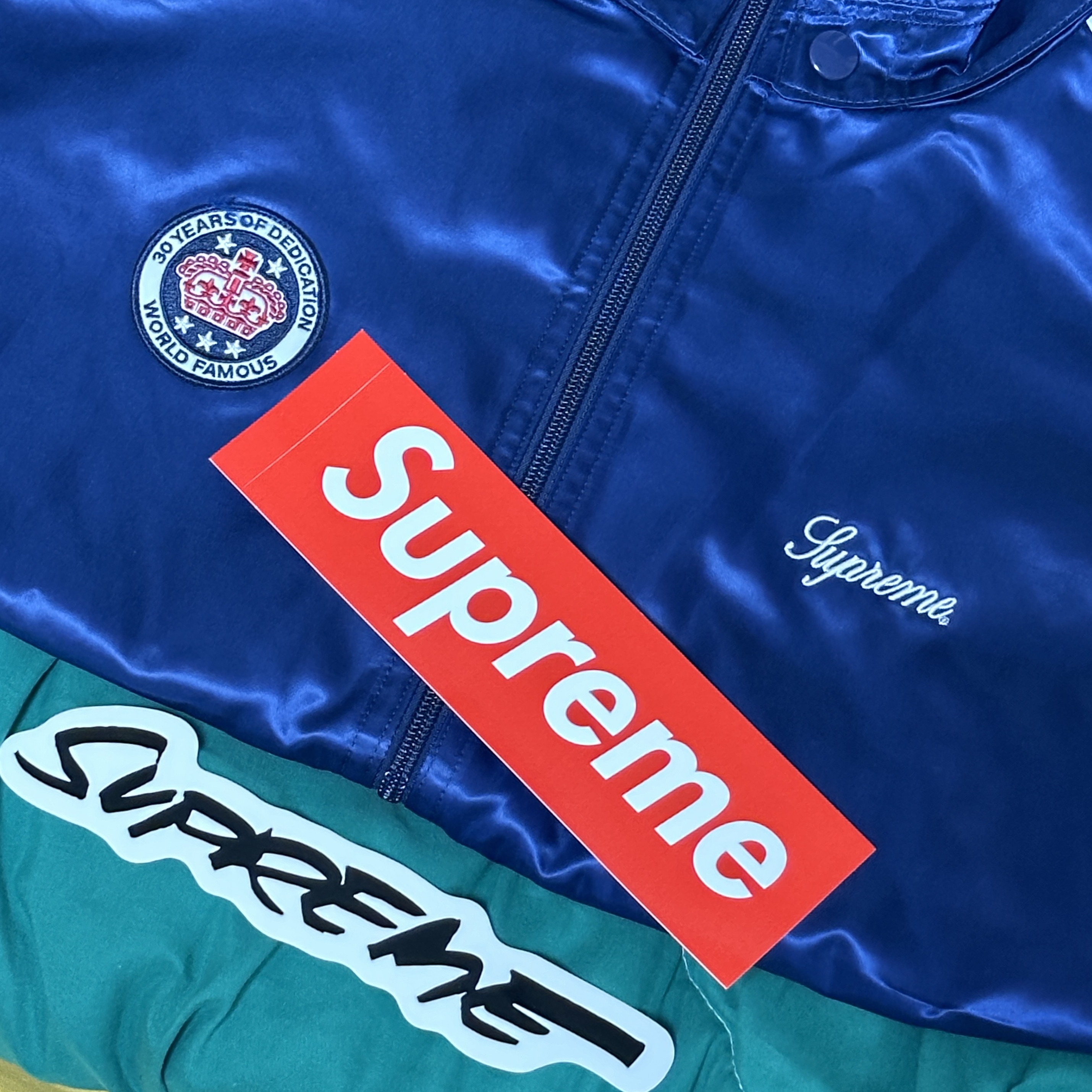 Supreme Satin Hooded Track Jacket Navy - 24SS 착용 스타일 - 1