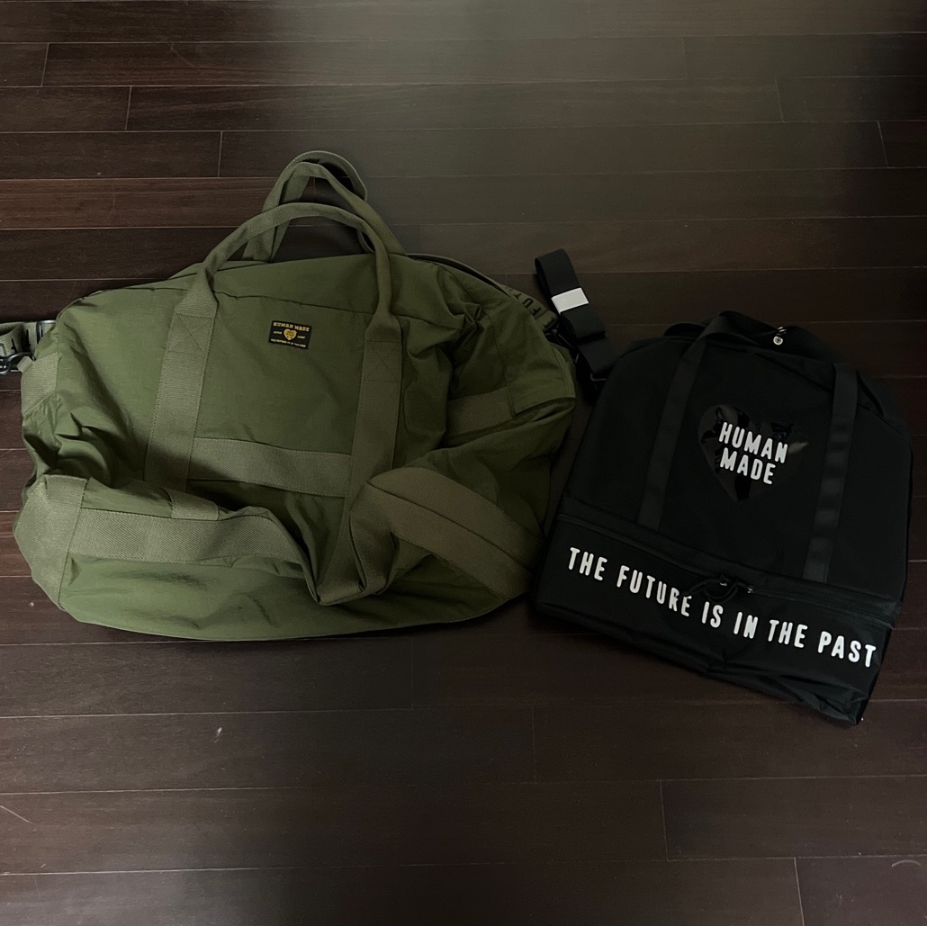 Human Made Boston Bag Black, Human Made Military Carry Bag Olive Drab 착용 스타일