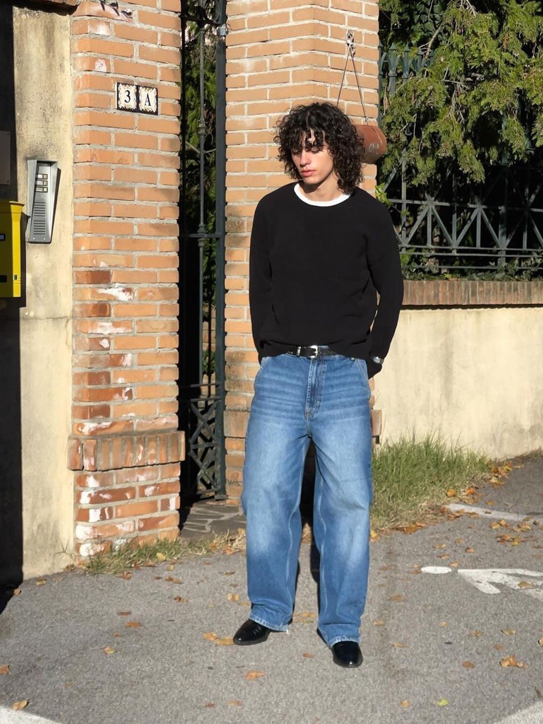 Project G/R Coated Backward Denim Pants Blue, Project G/R Backward Denim Pants Blue 착용 스타일 - 3