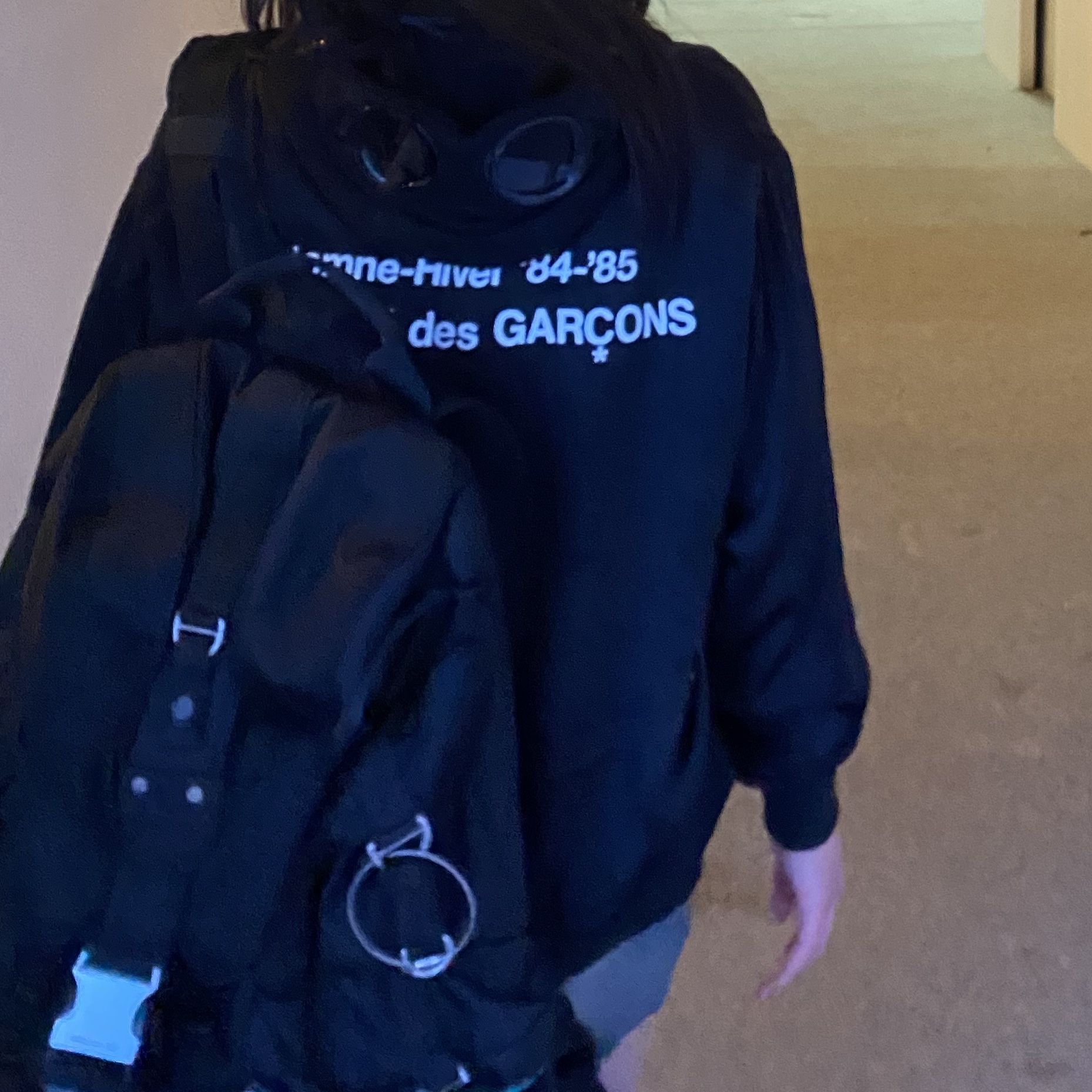 CDG '84-85 Staff Blouson Black, C.P. Company Diagonal Raised Fleece Goggle Hoodie Black - 21FW 착용 스타일 - 1