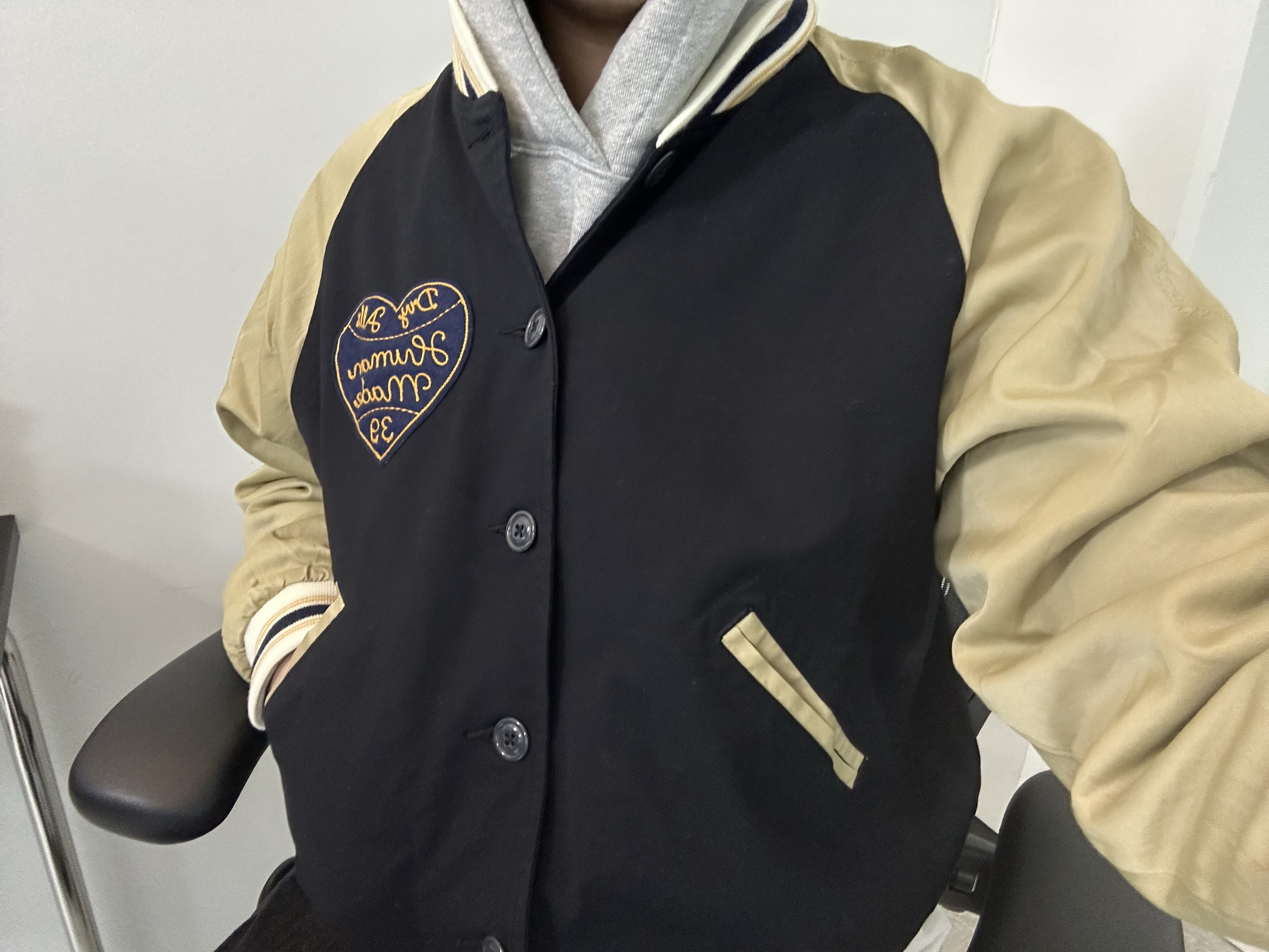 Human Made Baseball Jacket Navy 착용 스타일