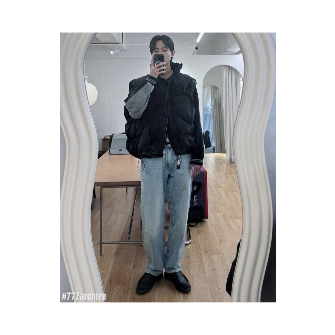 Ader Error Aren Down Vest Noir 착용 스타일 - 1