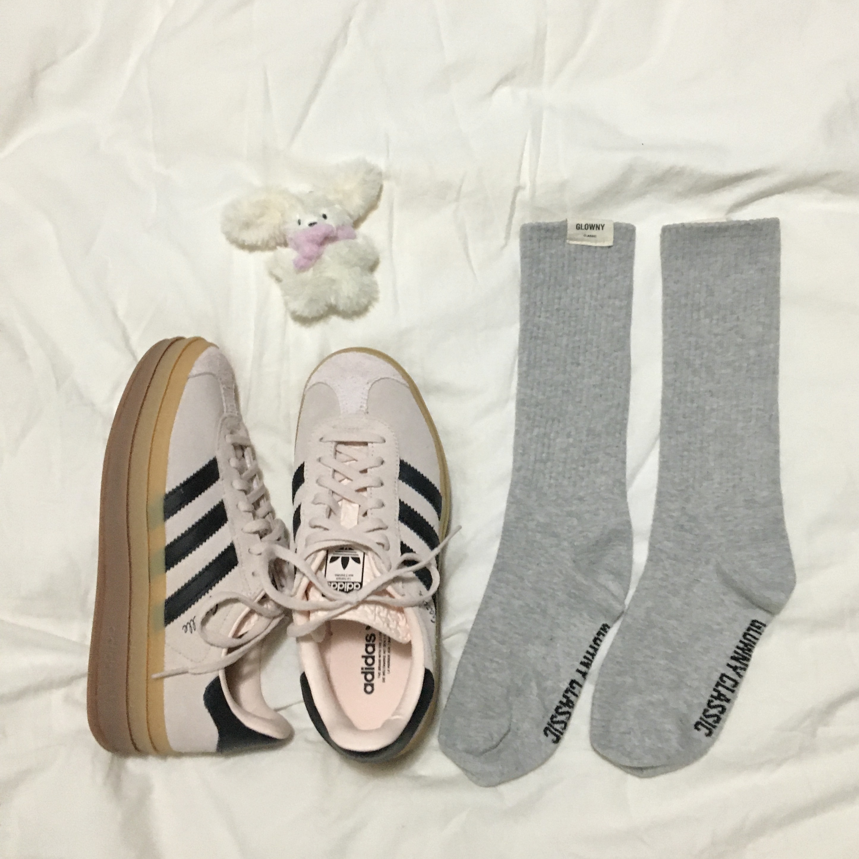 (W) Adidas Gazelle Bold Wonder Quartz Core Black 착용 스타일 - 3