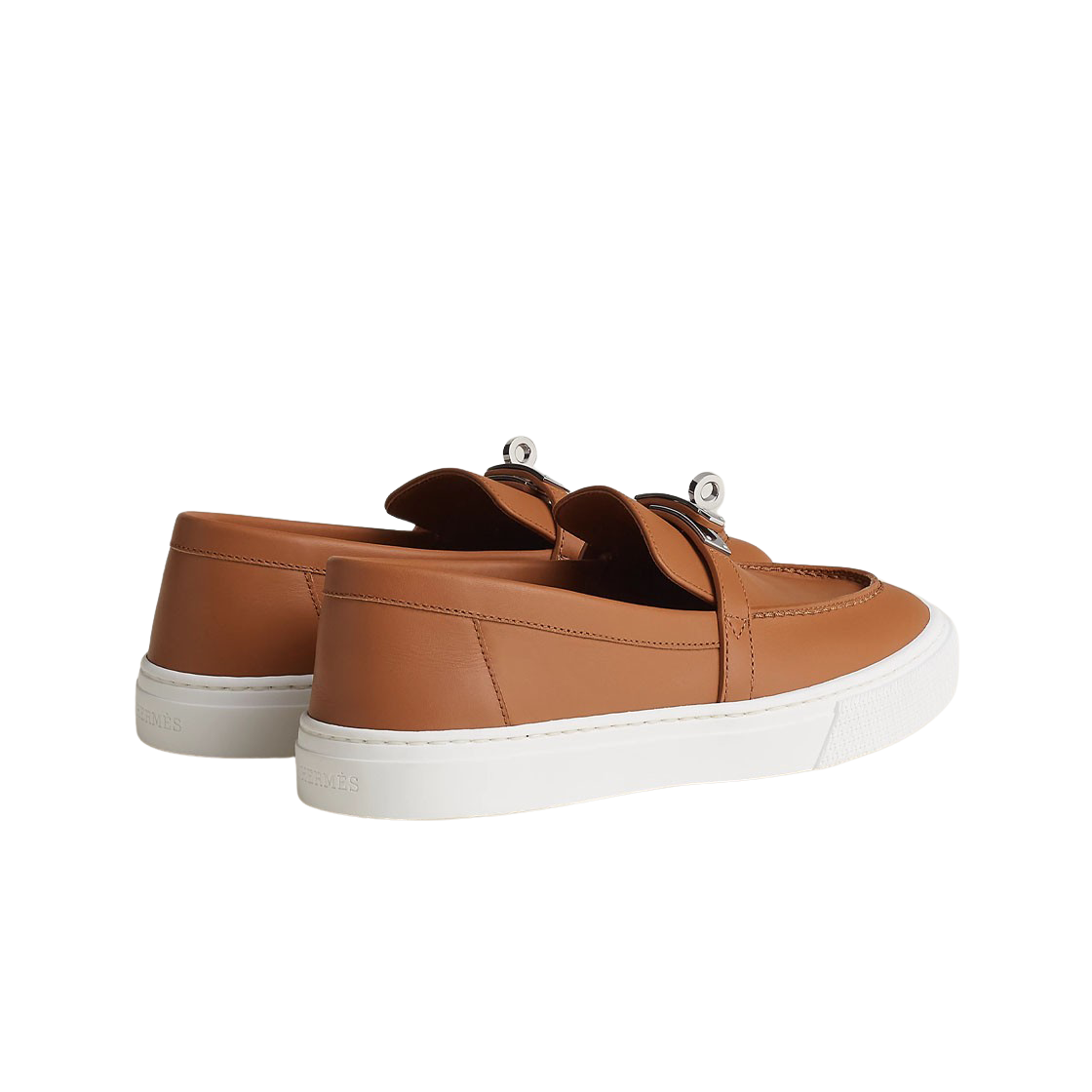 (W) 에르메스 게임 슬립온 스니커즈 카프스킨 & 팔라듐 하드웨어 나뛰렐((W) Hermes Game Slip-On Sneakers Calfskin & Palladium Naturel) - 3