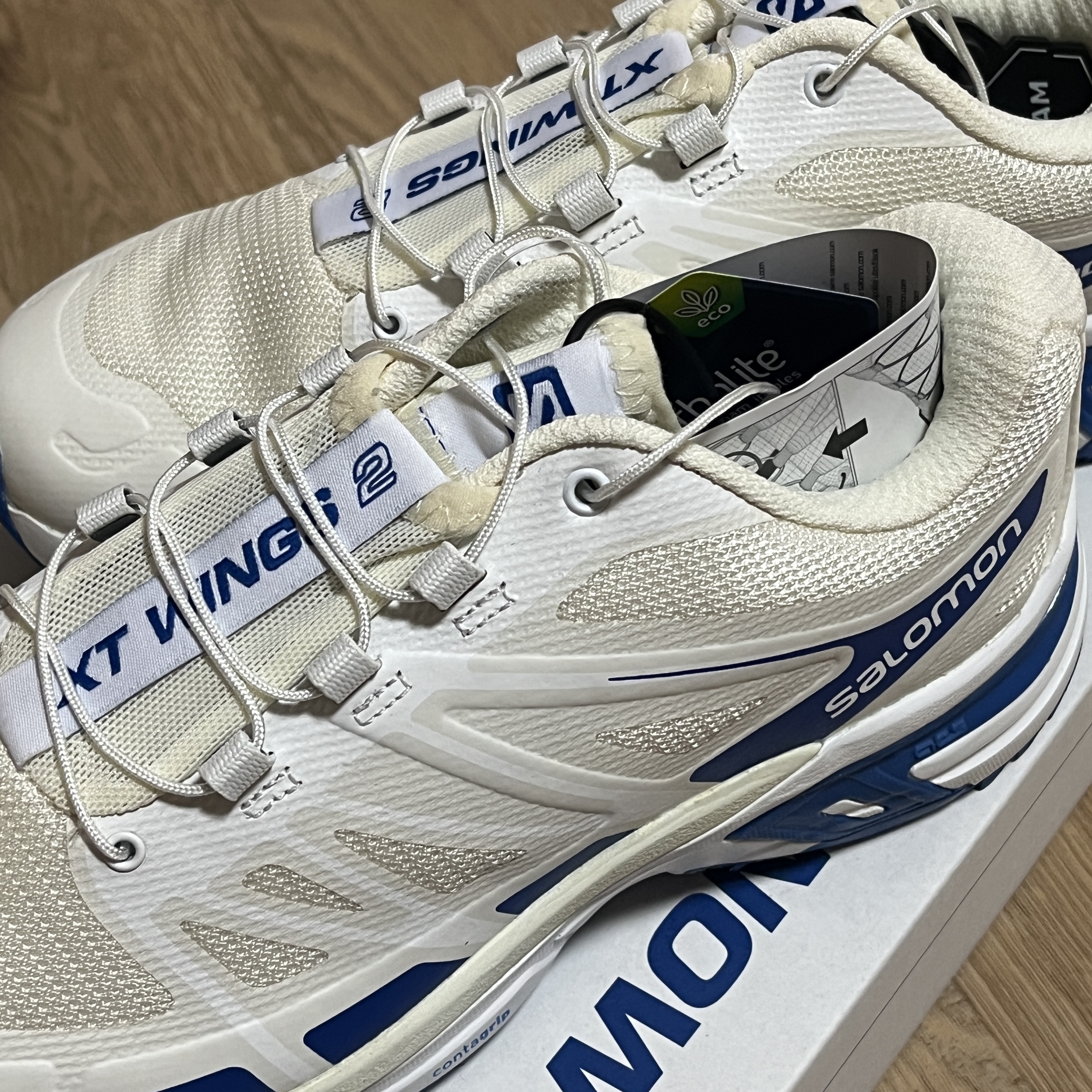 Salomon x JJJJound XT-Wings 2 White Lapis Blue 착용 스타일 - 2