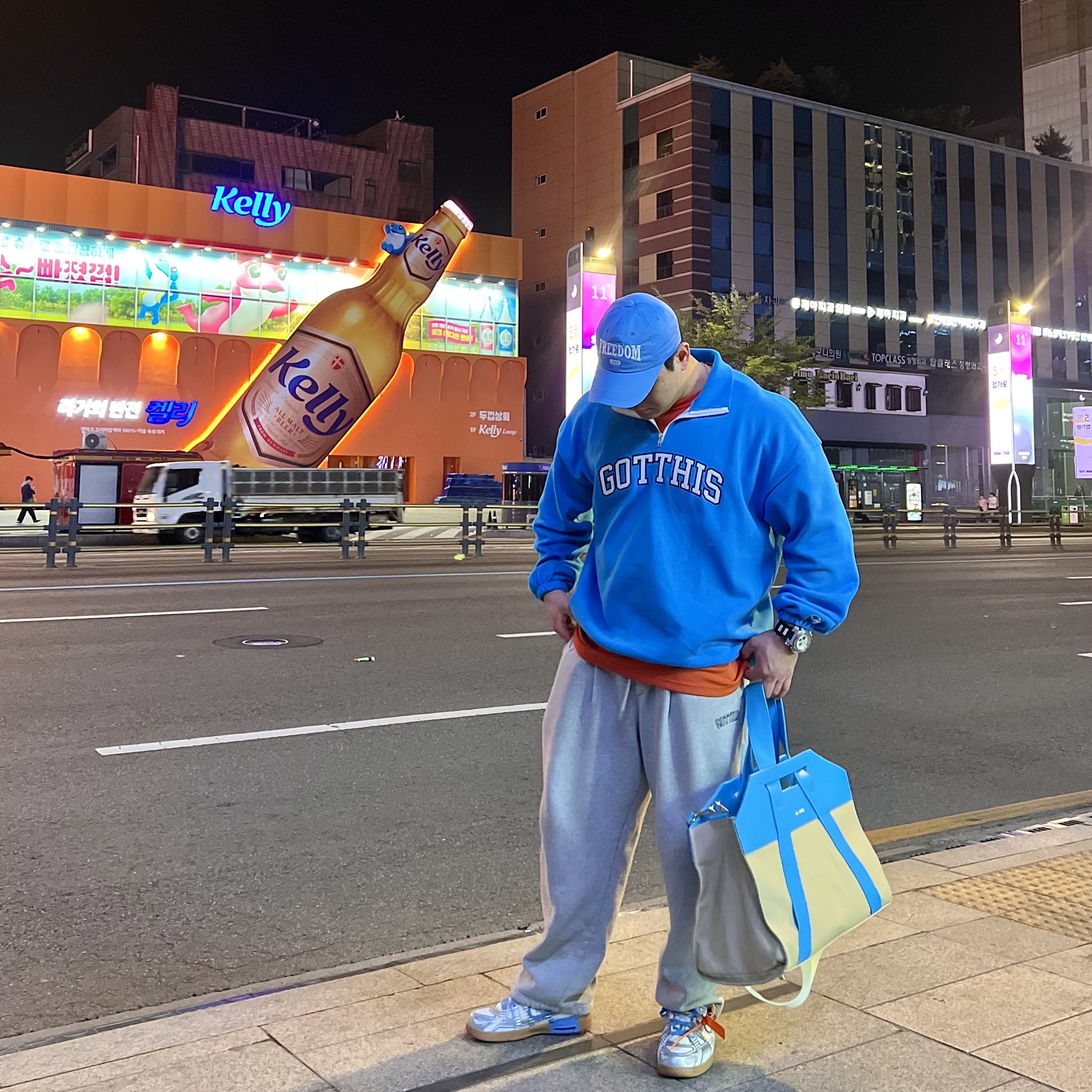 Nike x Off-White Air Rubber Dunk University Blue 착용 스타일 - 1