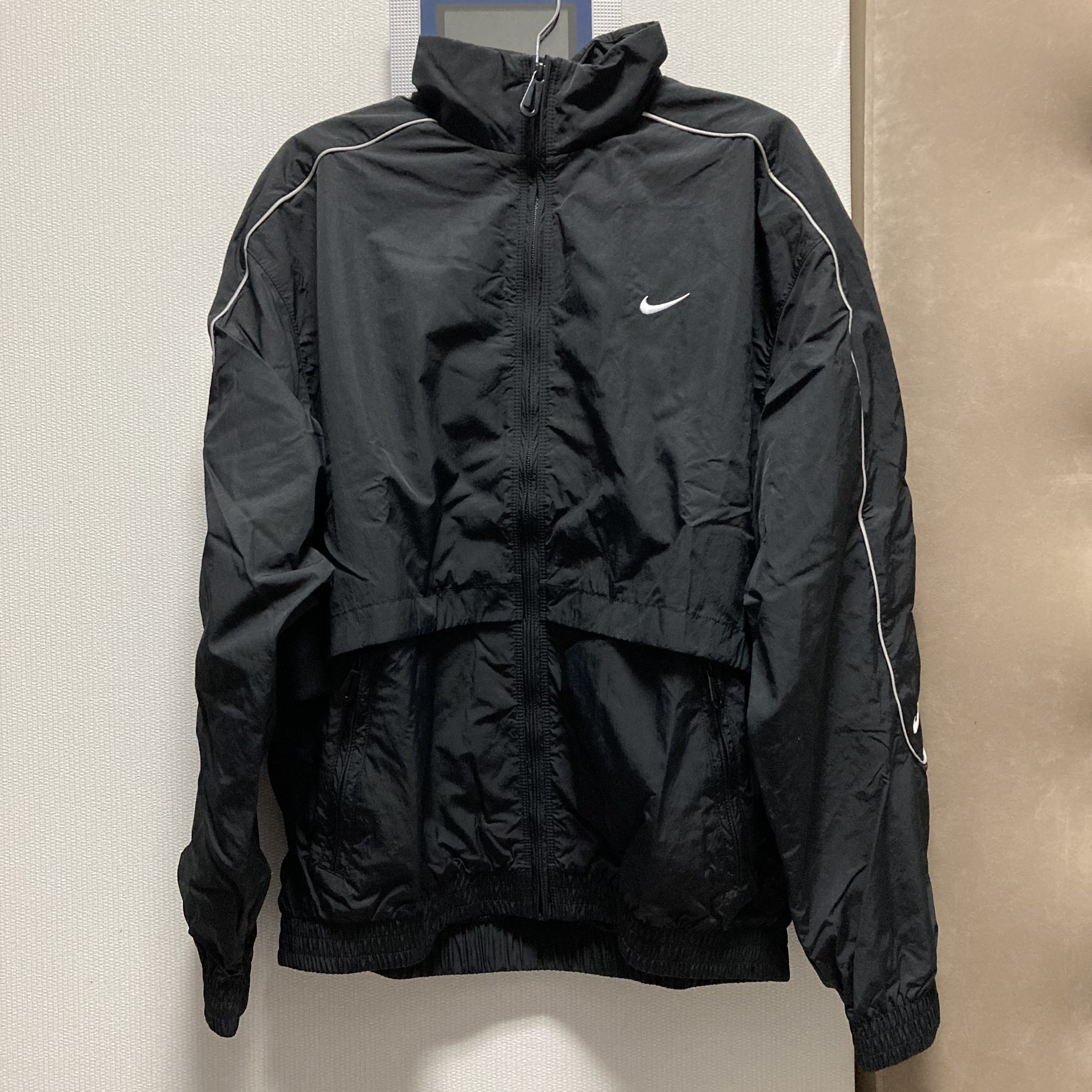 Nike NSW Solo Swoosh Woven Track Jacket Black - Asia 착용 스타일 - 1