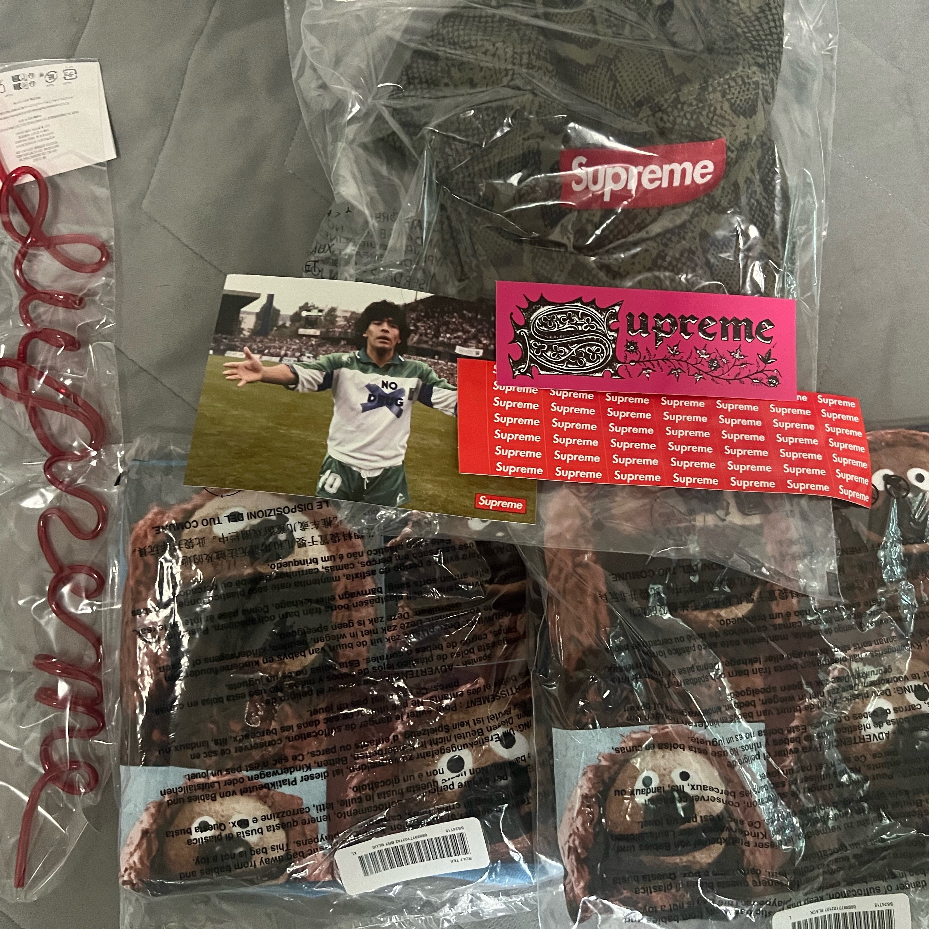 Supreme Washed Chino Twill Camp Cap Snake - 24SS, Supreme Rowlf T-Shirt Black - 24SS 착용 스타일