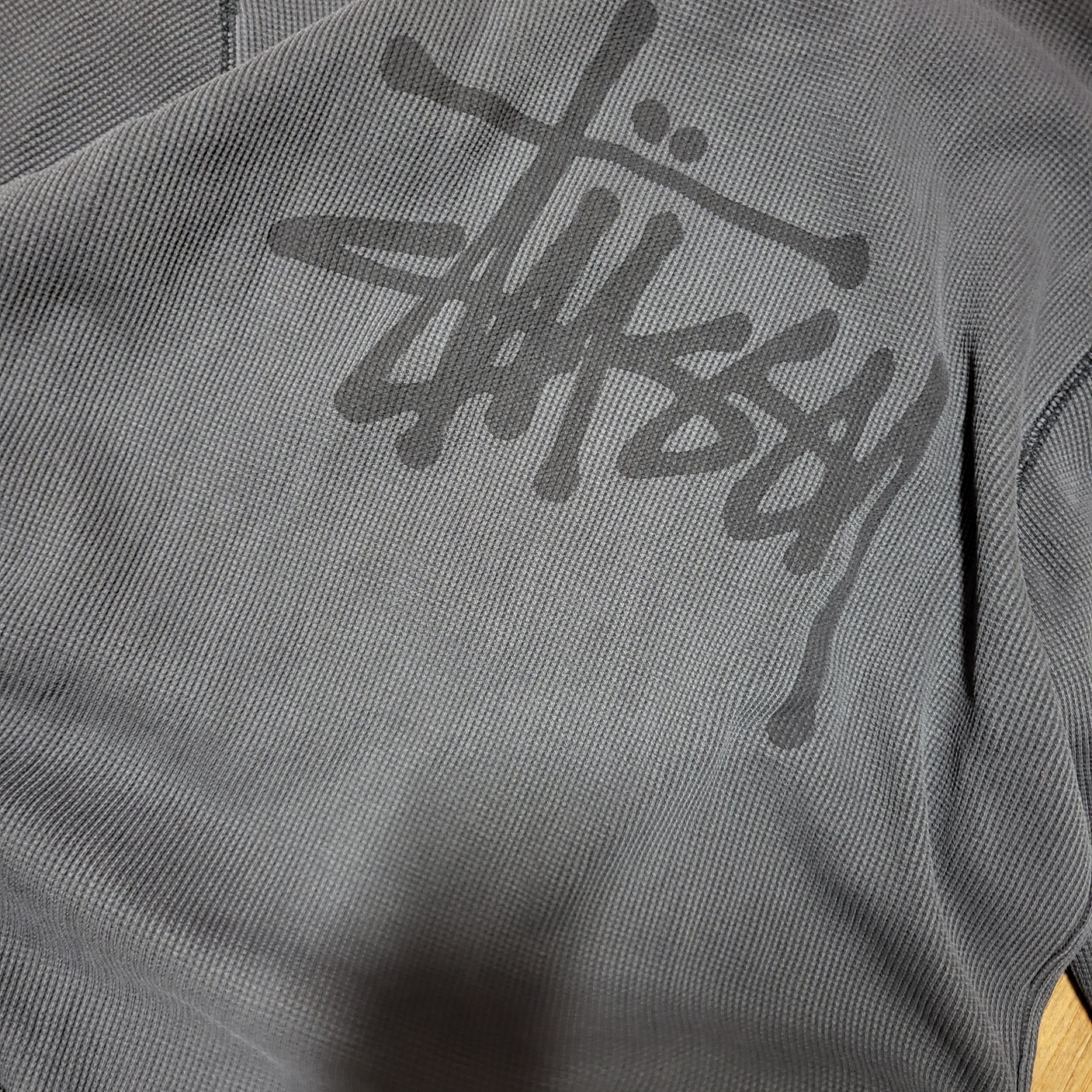 Stussy Basic Stock Thermal LS T-Shirt Washed Black 착용 스타일