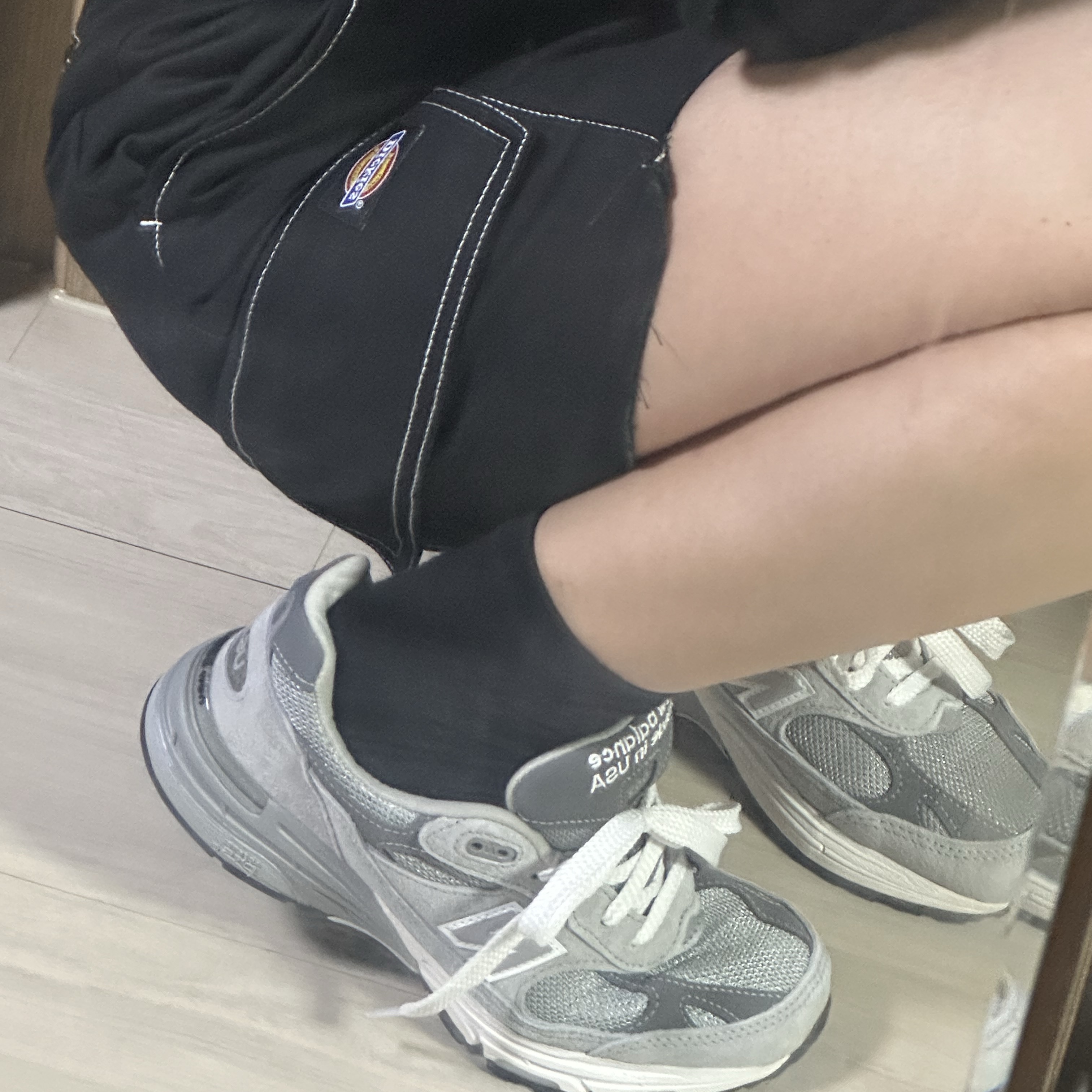 (W) New Balance 993 Made in USA Grey - B Standard 착용 스타일