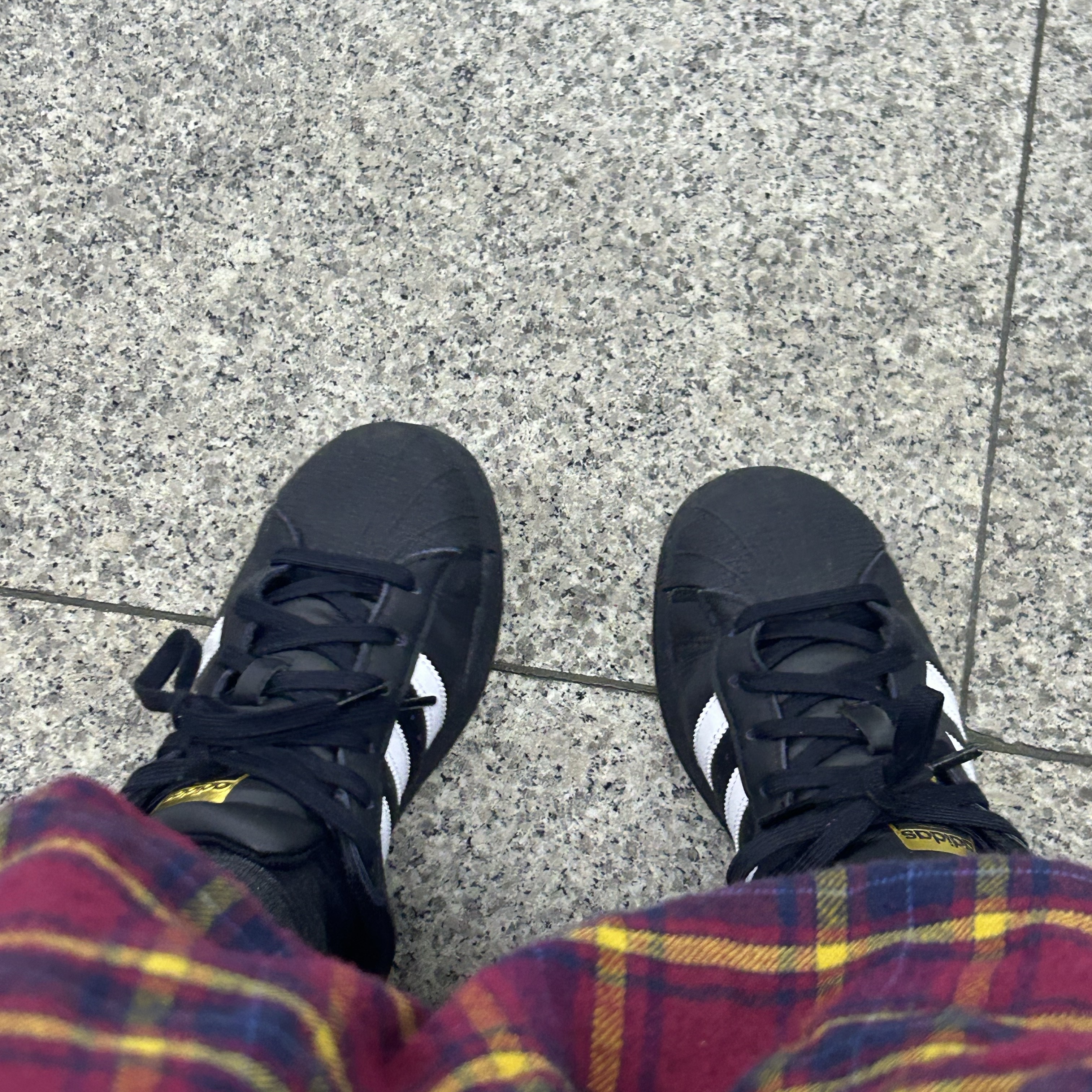 (J) Adidas Superstar Black White 착용 스타일
