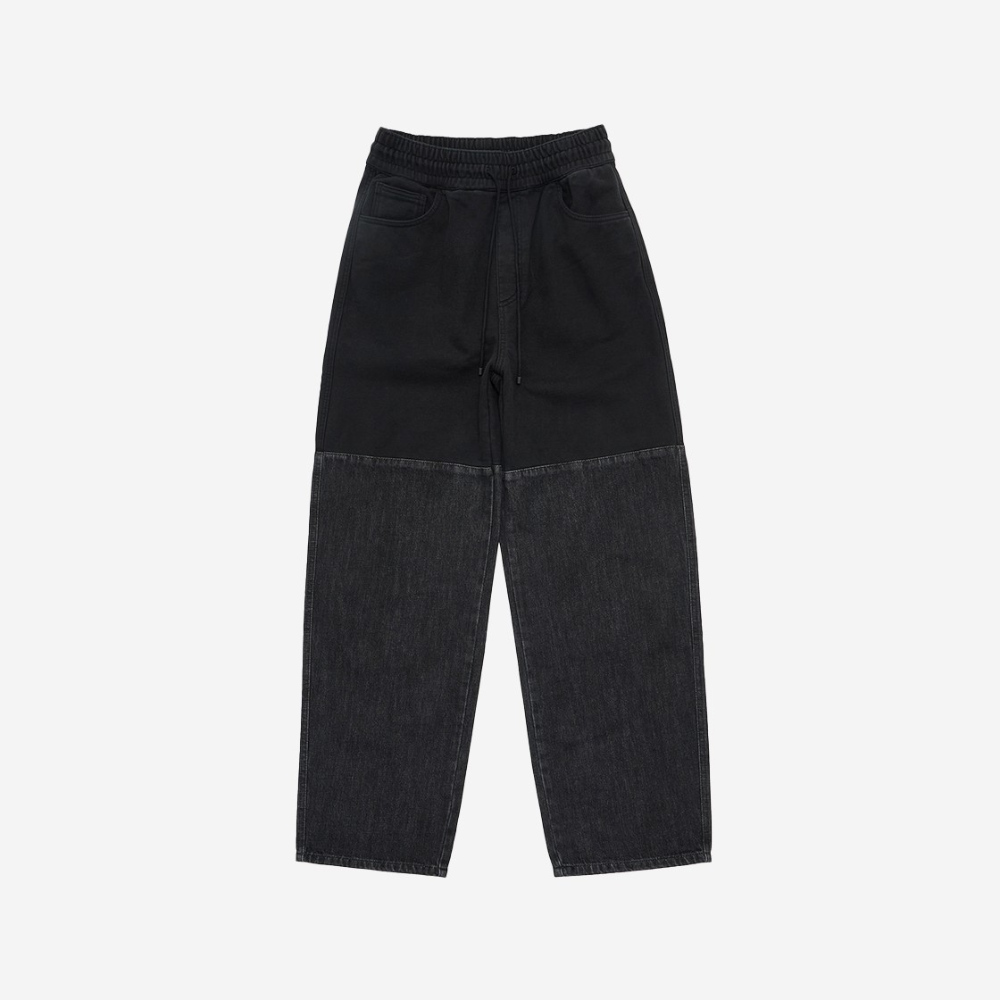 Amomento Drawstring Denim Pants Black 상세 이미지 1