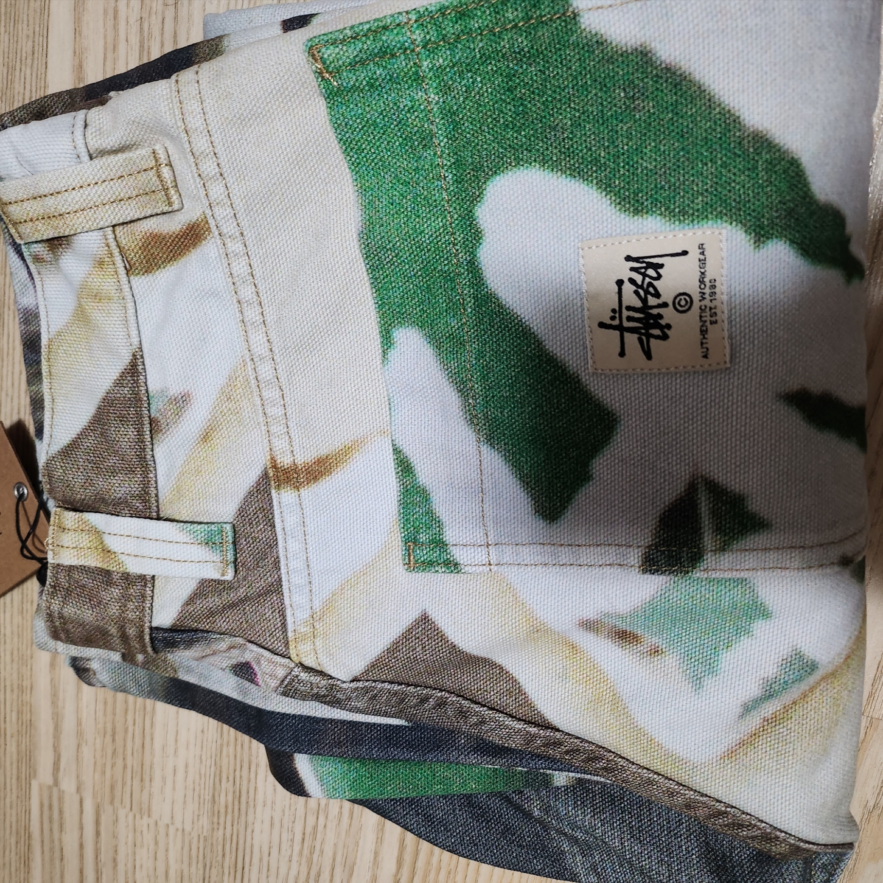 Stussy Canvas Work Pants Baja Print Multi 착용 스타일 - 1
