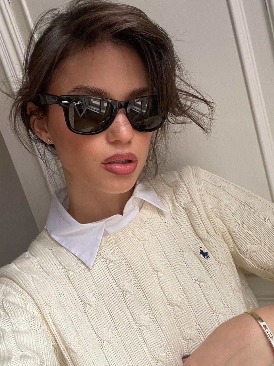 [30%적립] Polo Ralph Lauren Cable Knit Wool Cashmerer Sweater Andover Cream, [30%적립] Polo Ralph Lauren Women Cable Knit Cotton V-Neck Sweater Hunter Navy 착용 스타일 - 4