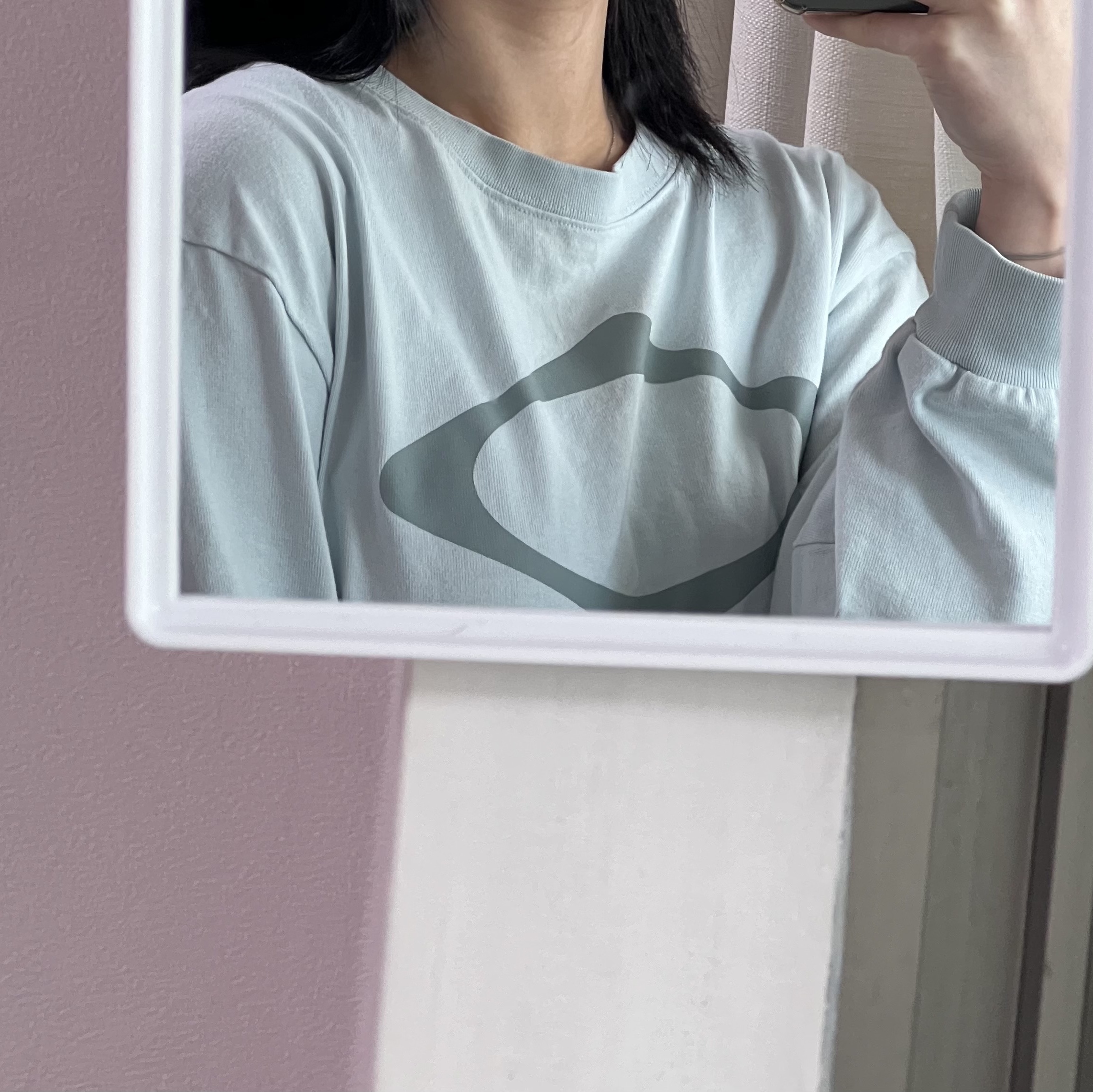 Mischief Rhombus Long Sleeve Sky Blue 착용 스타일