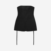 STUDIOTABLE Belted Button Up Blazer Top Black
