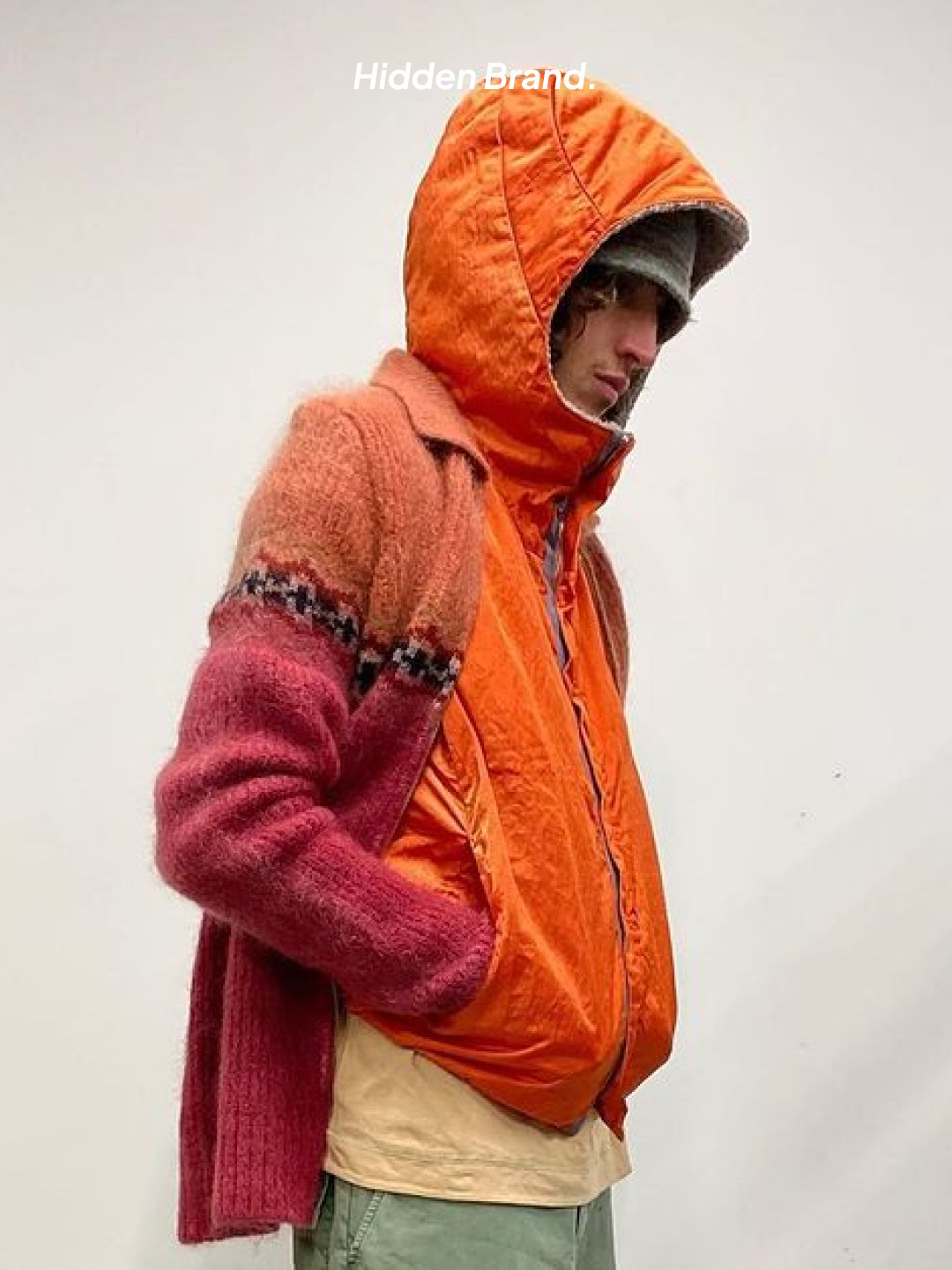 Salomon x Ranra SKOR Bleached Sand Alfalfa, Ranra Striped Fleece Zip Up Jacket Light Brown Multicolour 착용 스타일 - 7