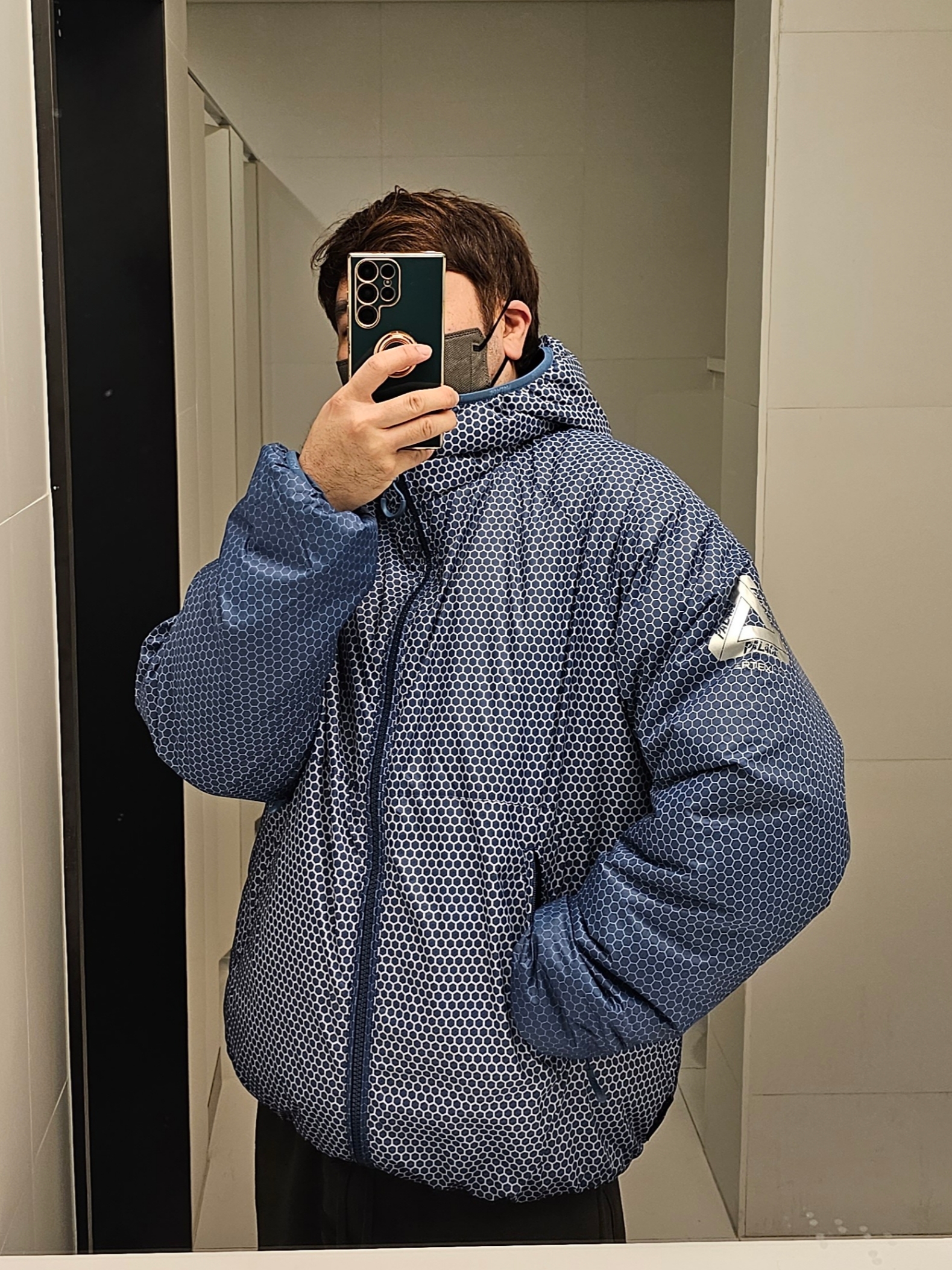 Palace Hexagon Pertex Quilted Jacket Blue - 24SS 착용 스타일 - 1
