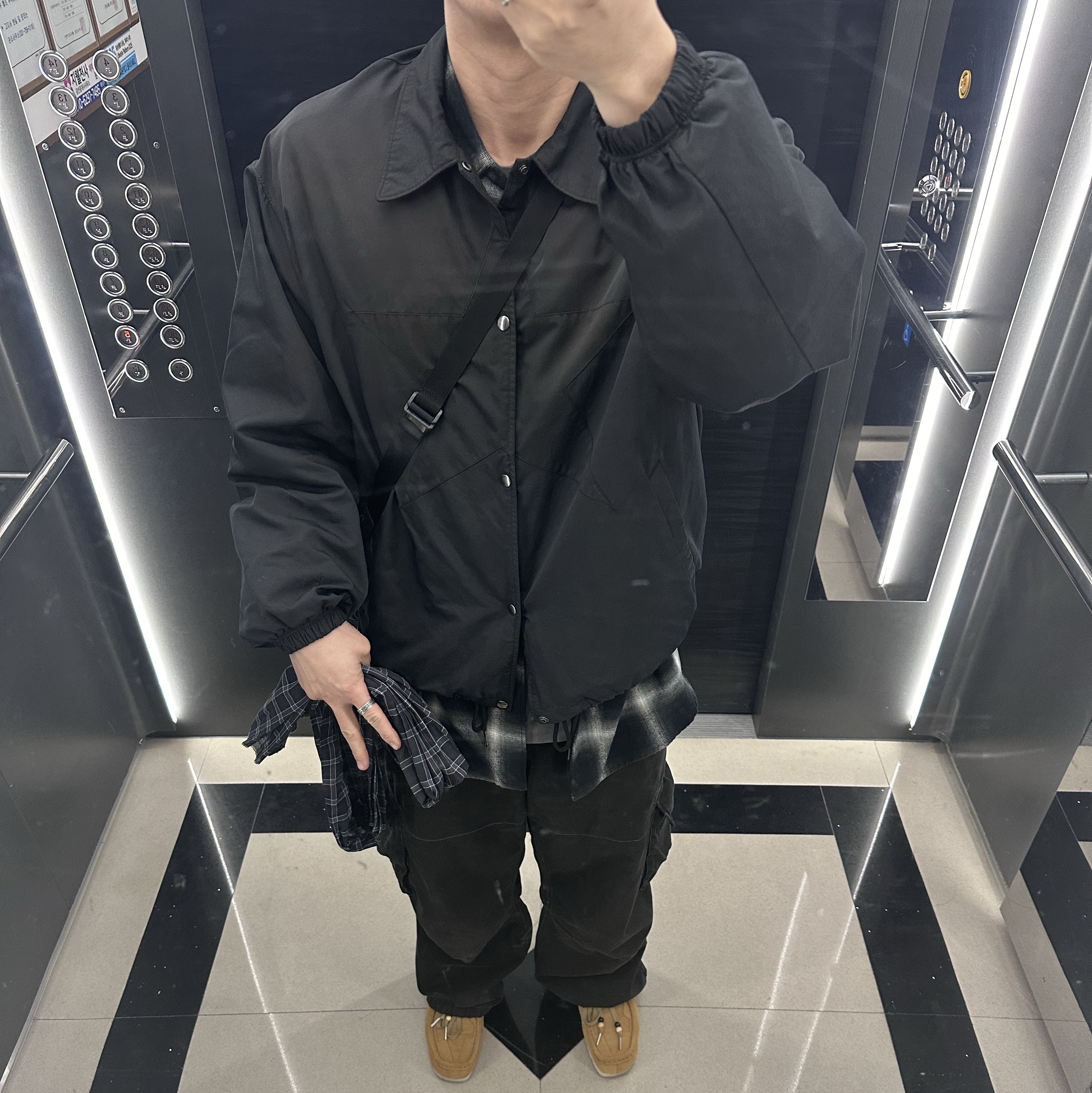 Polyteru x 1011 Star Coach Jacket Used Dark Navy - 23FW 착용 스타일