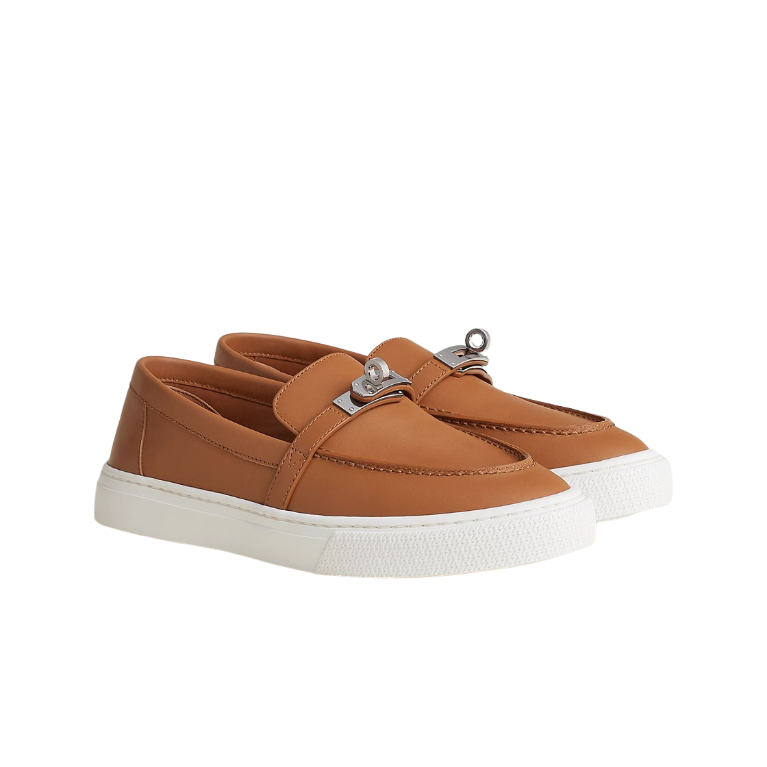 (W) 에르메스 게임 슬립온 스니커즈 카프스킨 & 팔라듐 하드웨어 나뛰렐((W) Hermes Game Slip-On Sneakers Calfskin & Palladium Naturel) - 2