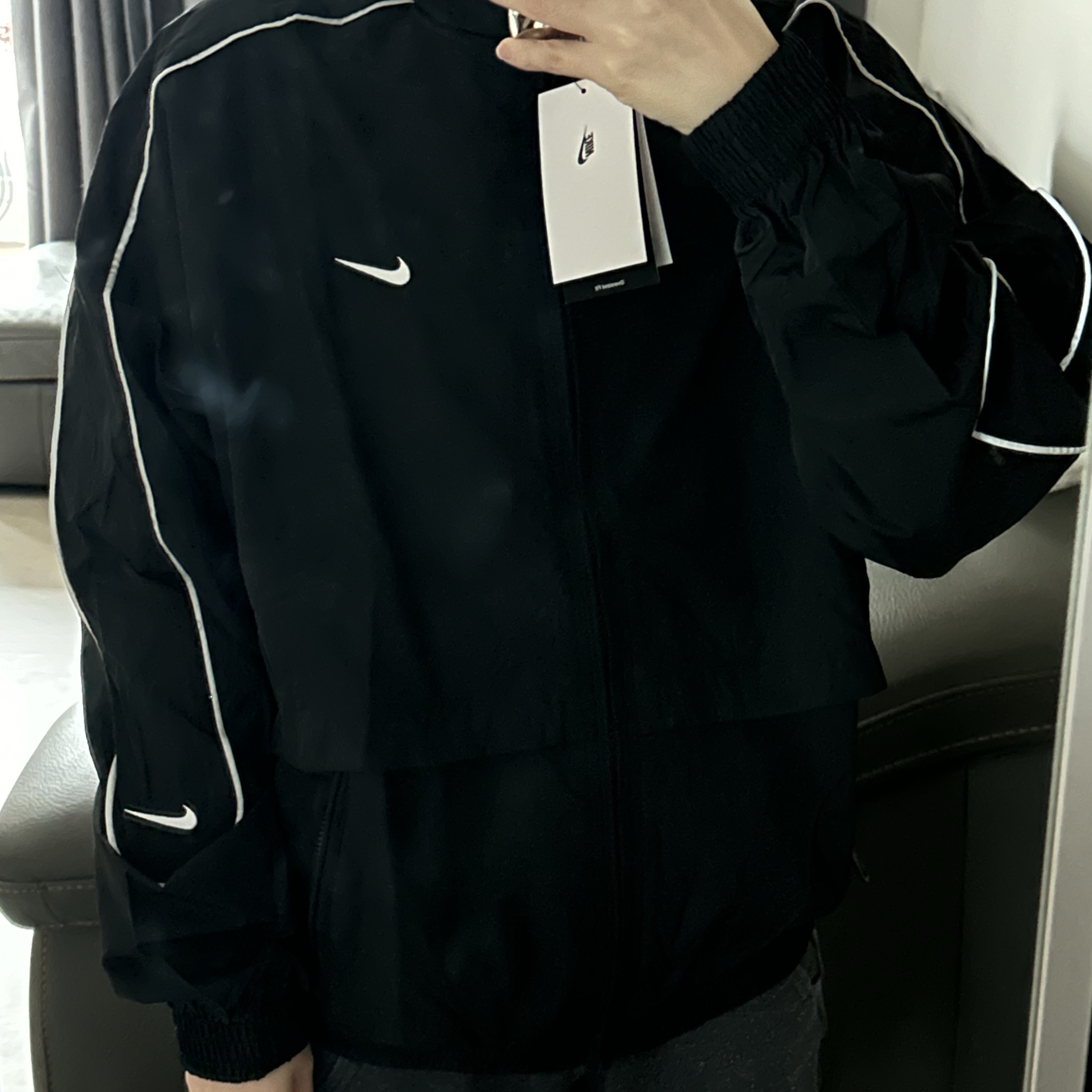 Nike NSW Solo Swoosh Woven Track Jacket Black - Asia 착용 스타일
