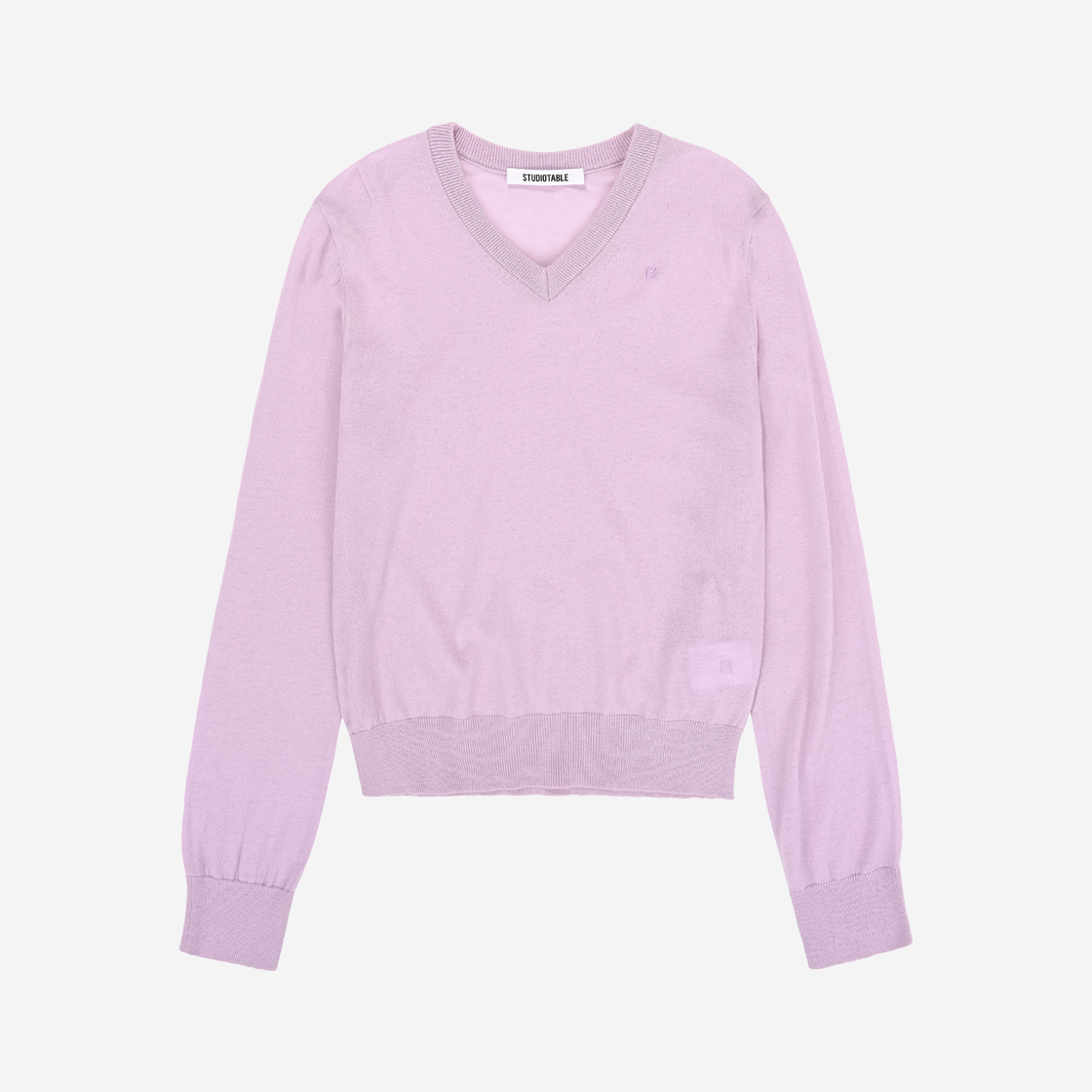 스튜디오테이블 에센셜 메리노 울 브이넥 니트 소프트 핑크
