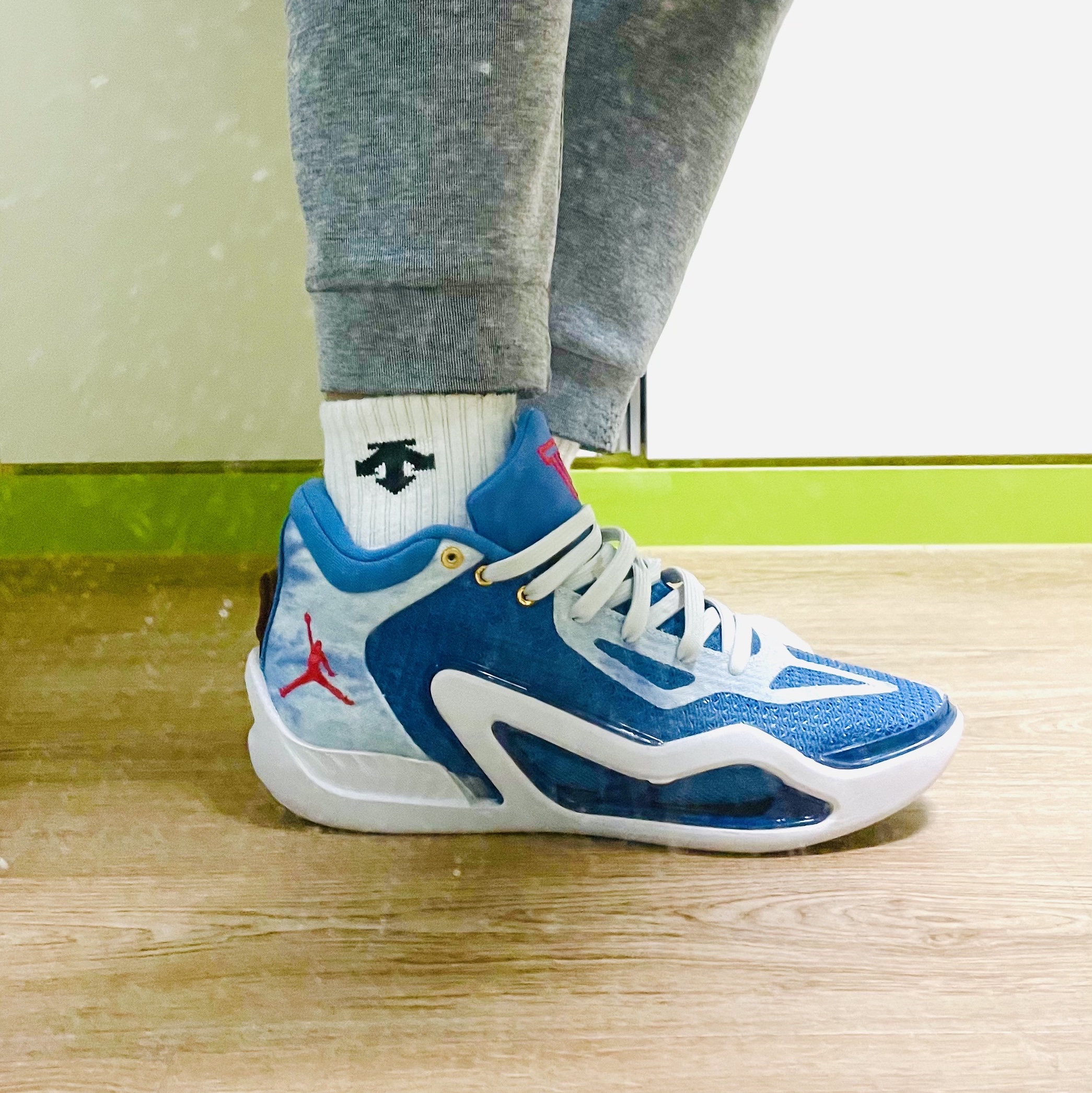 Jordan Tatum 1 PF Denim Stone Blue Mystic Navy 착용 스타일 - 3