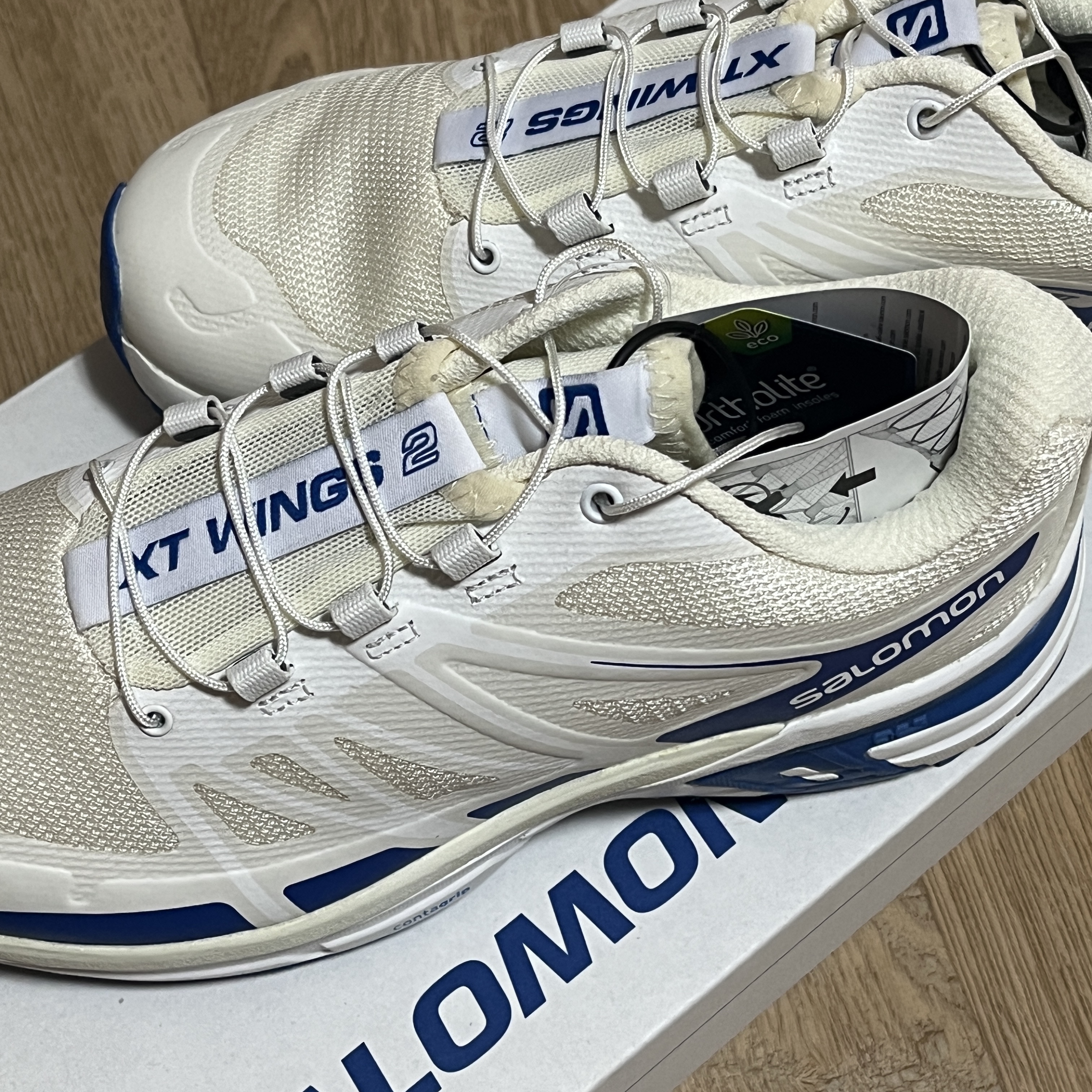 Salomon x JJJJound XT-Wings 2 White Lapis Blue 착용 스타일 - 1
