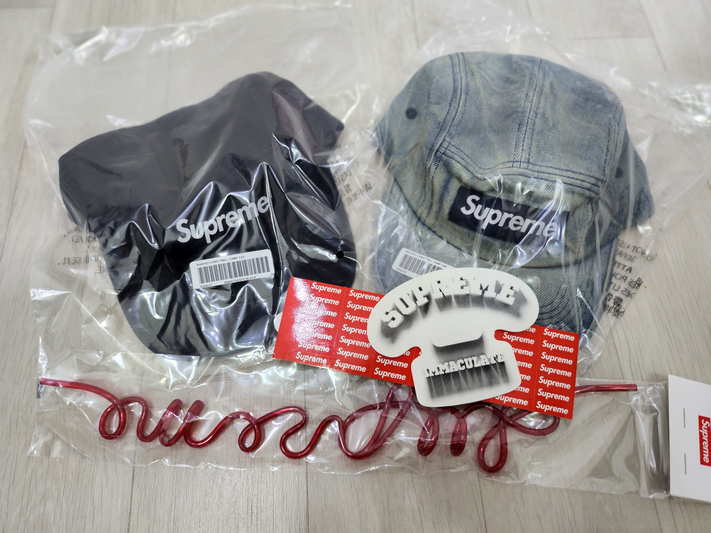 Supreme Washed Chino Twill Camp Cap Black, Supreme Washed Chino Twill Camp Cap Dirty Indigo - 24SS 착용 스타일 - 1