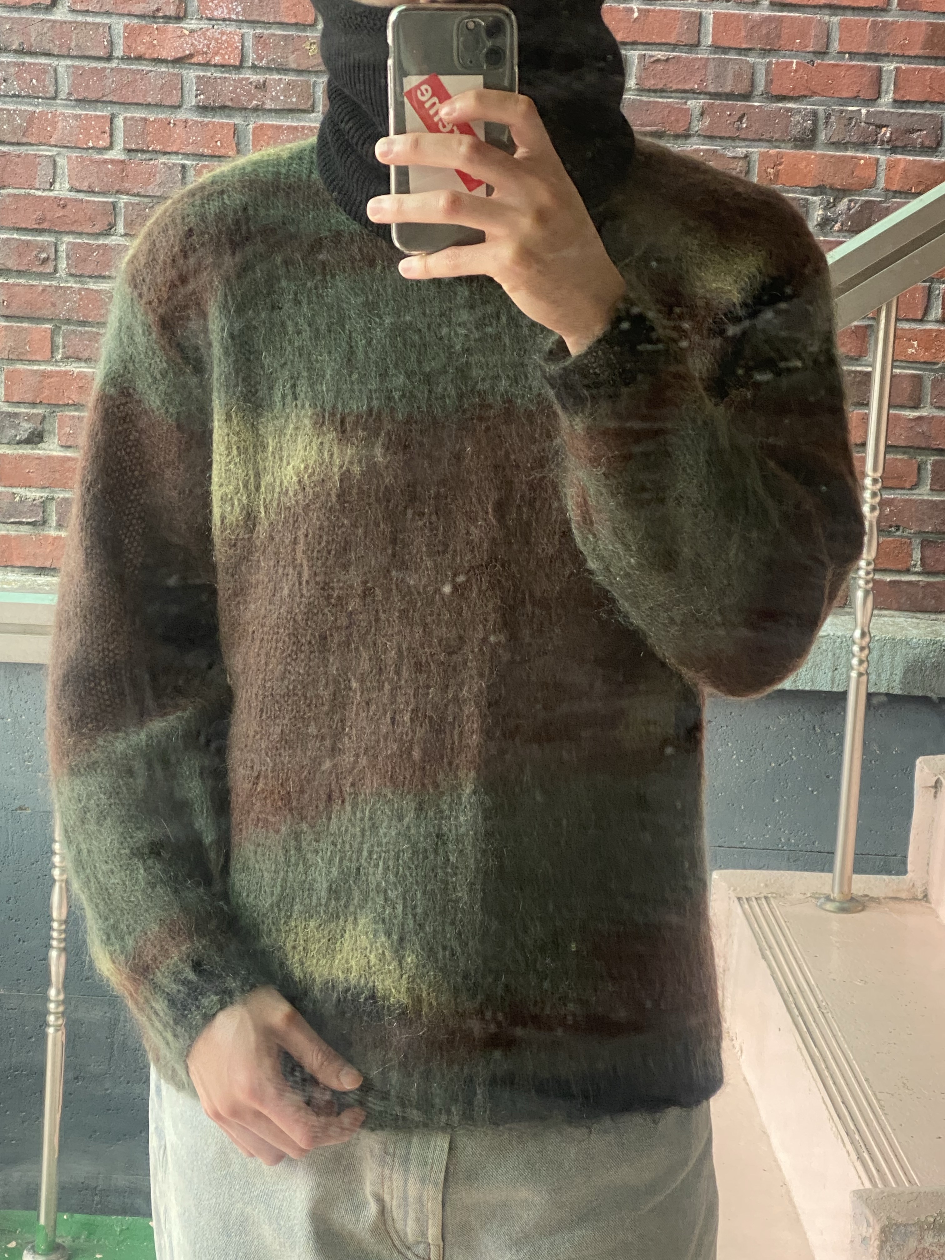 Supreme x Comme des Garcons Junya Watanabe Man Brushed Camo Sweater Olive - 21FW 착용 스타일