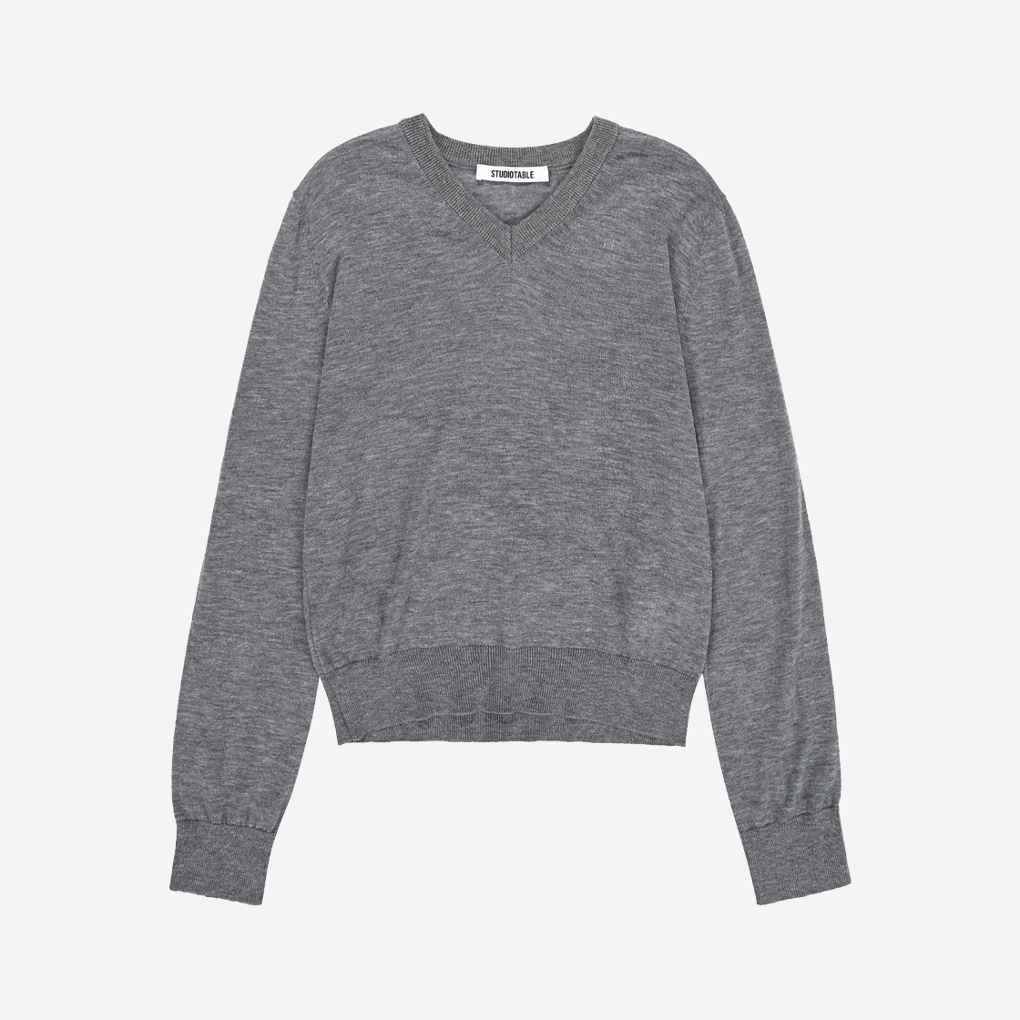 스튜디오테이블 에센셜 메리노 울 브이넥 니트 그레이
