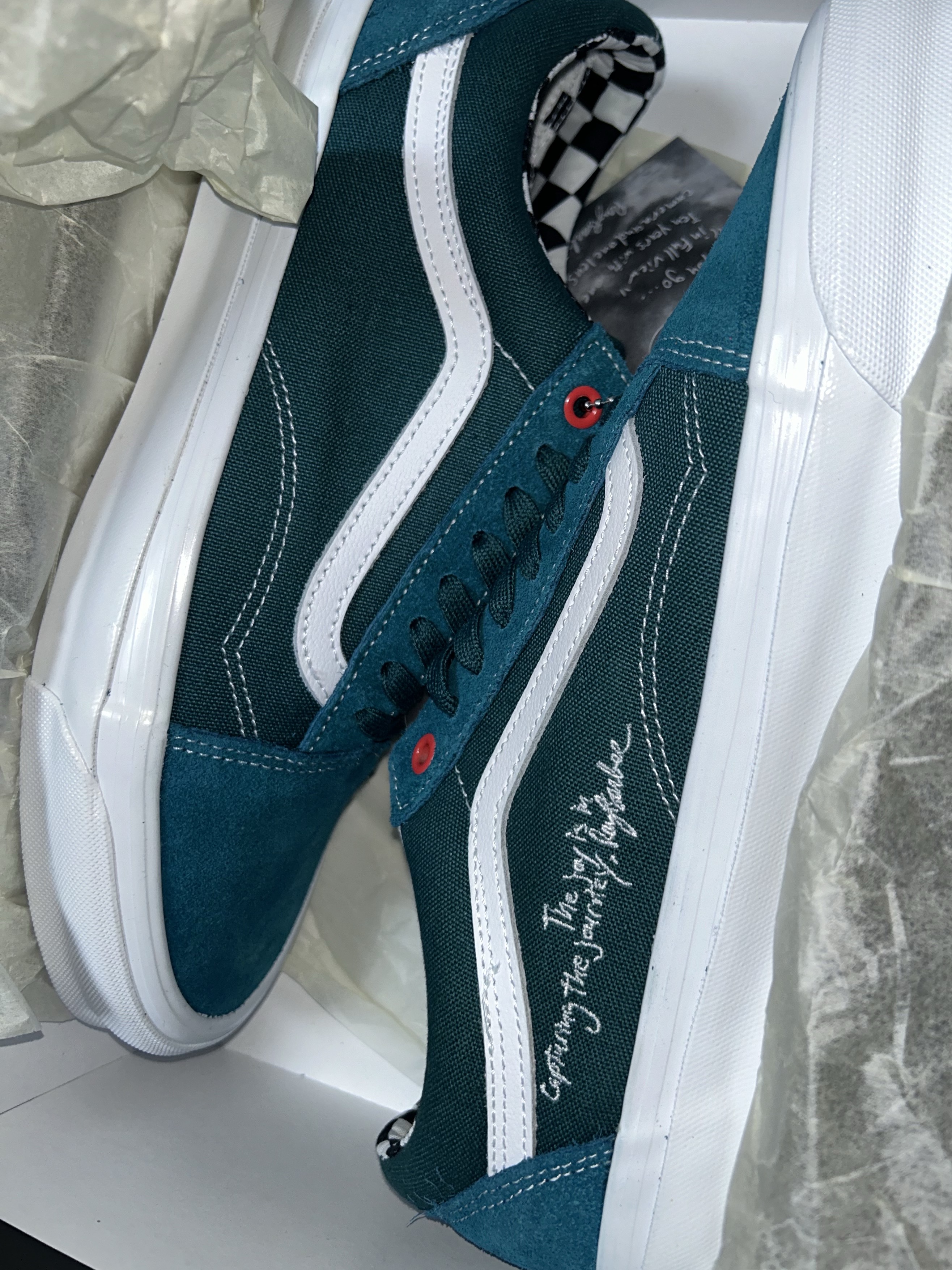 Vans Vault x Ray Barbee Leica OG Old Skool LX Dark Teal 착용 스타일 - 1