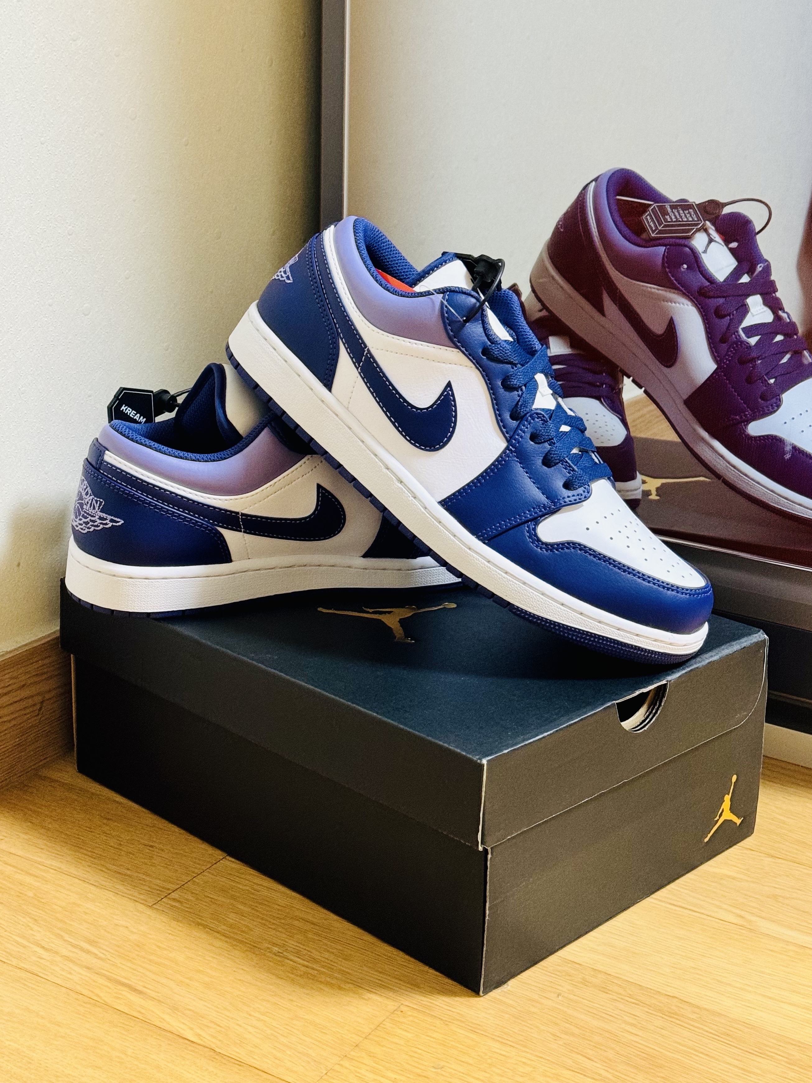 Jordan 1 Low Sky J Purple White 착용 스타일