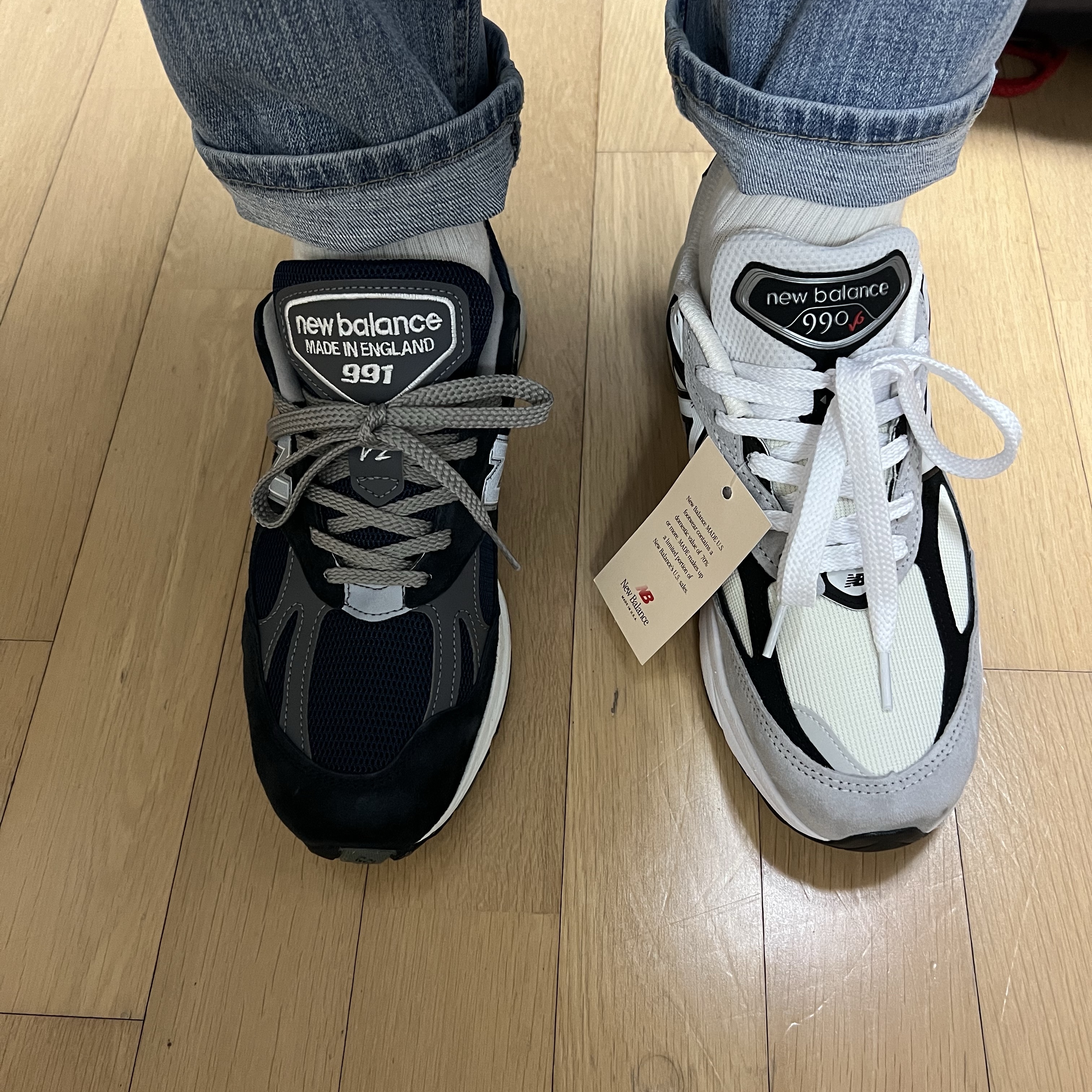 New Balance 990v6 Made in USA Grey Black, New Balance 991v2 Made in UK Dark Navy Smoked Pearl 착용 스타일