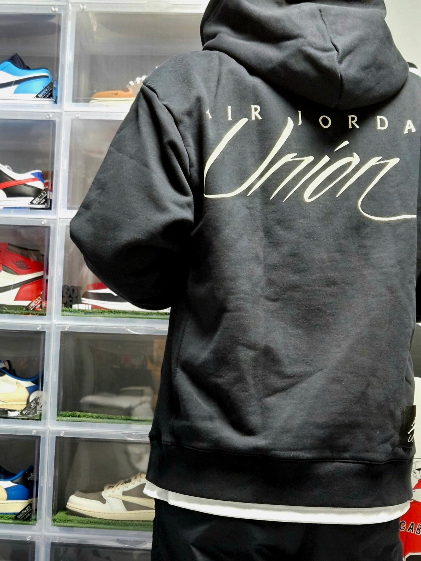 Jordan x Union Fleece Hoodie Black - Asia 착용 스타일 - 2