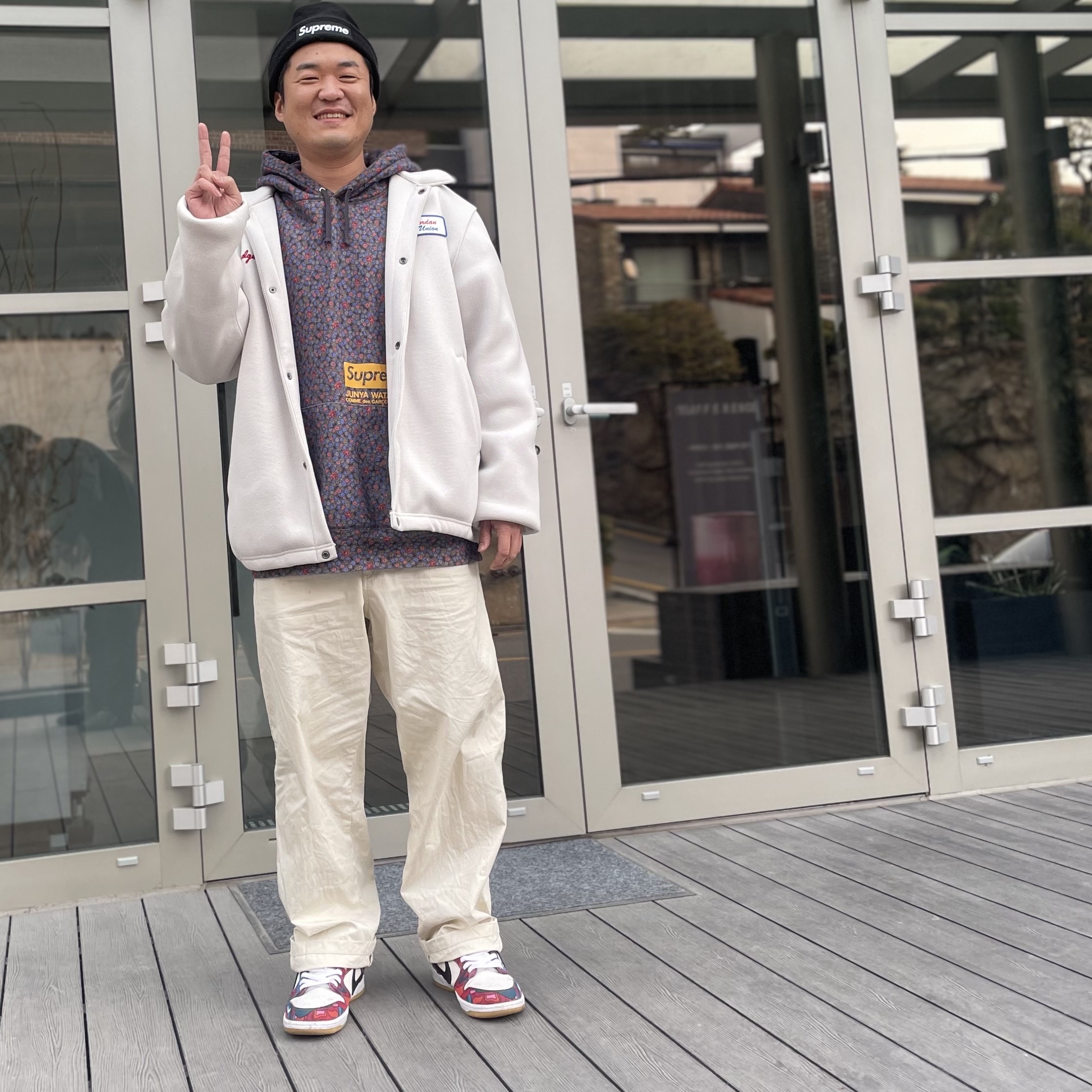 Supreme New Era Box Logo Beanie Black - 21FW, Jordan x Union Coaches Jacket Bone 착용 스타일 - 1