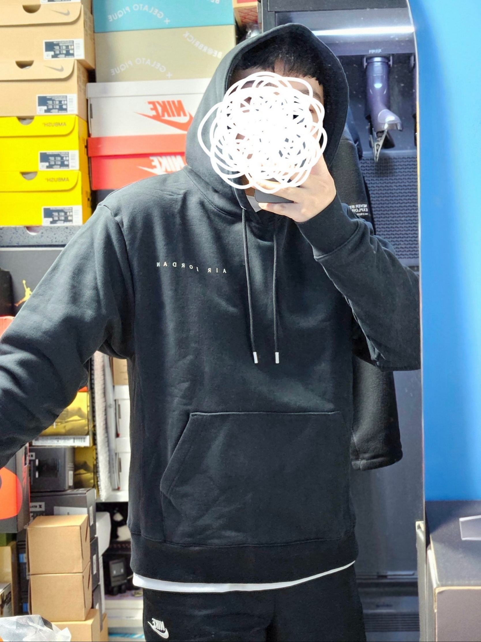 Jordan x Union Fleece Hoodie Black - Asia 착용 스타일 - 4