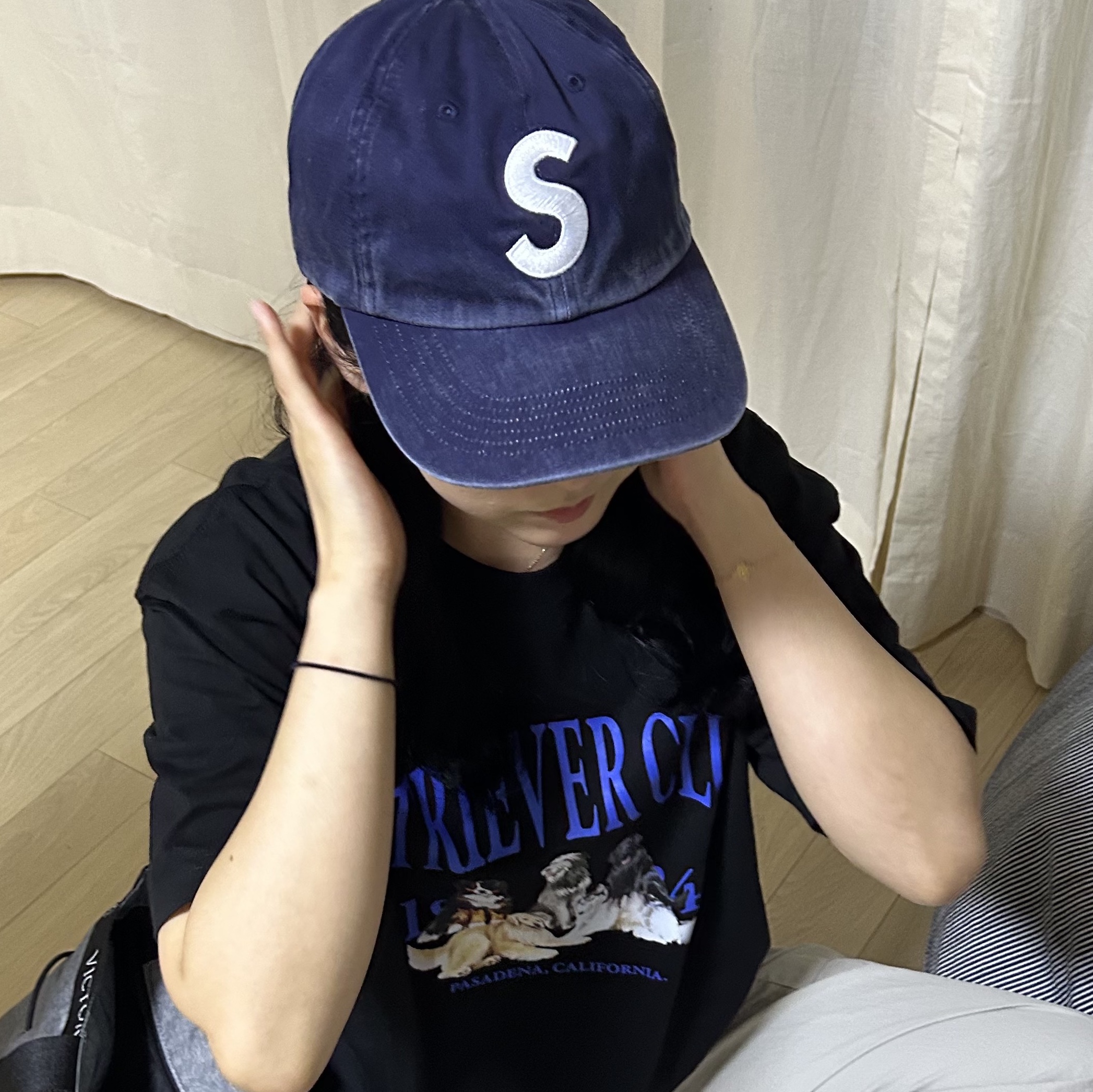 Supreme Pigment Print S Logo 6-Panel Navy - 23FW 착용 스타일