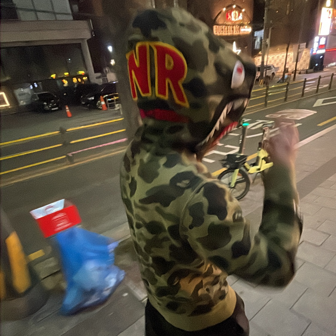 BAPE PONR 1st Camo 2nd Shark Full Zip Hoodie Green 착용 스타일 - 3