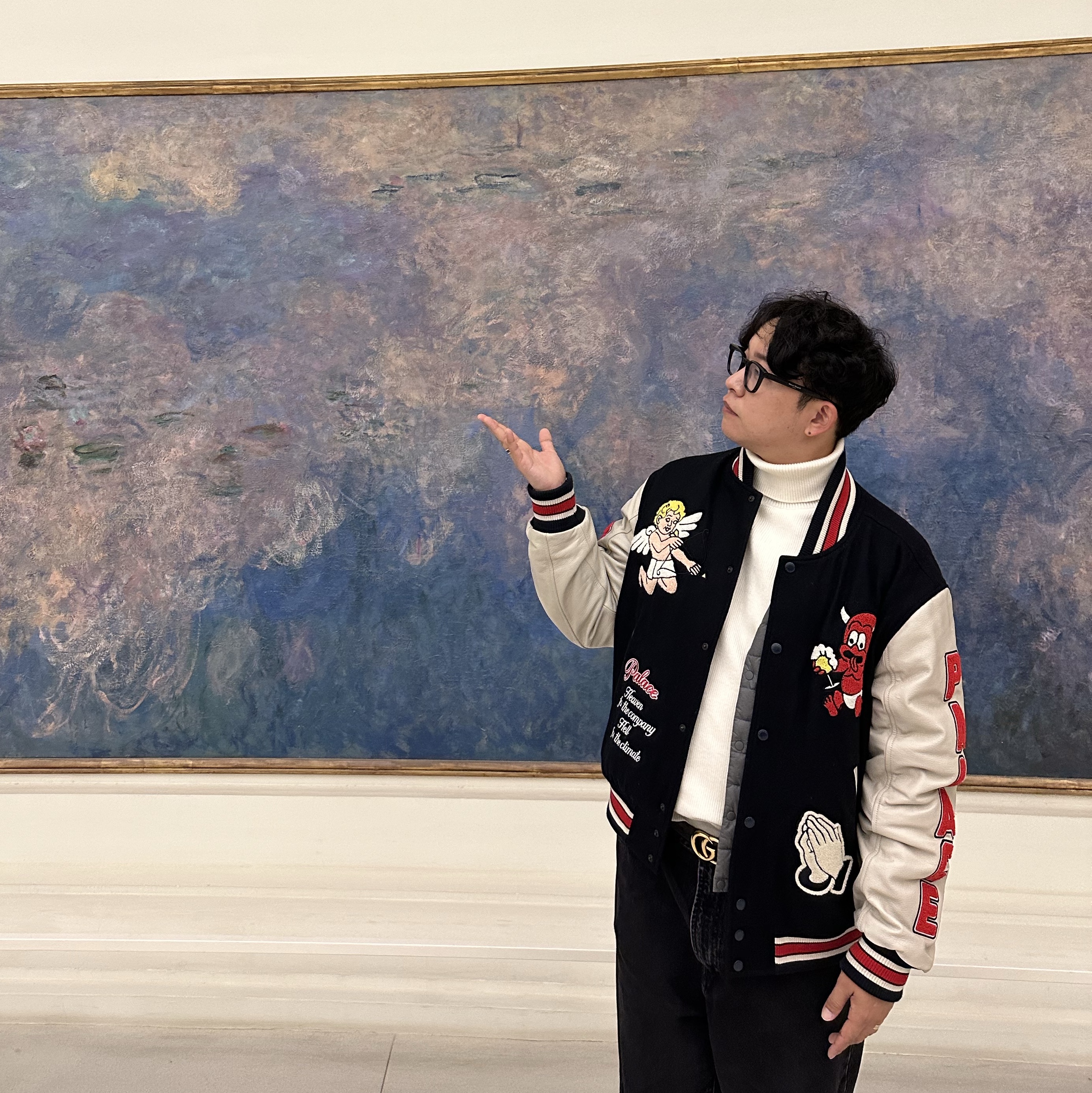 Palace Fallen Angels Varsity Jacket Navy - 23SS 착용 스타일