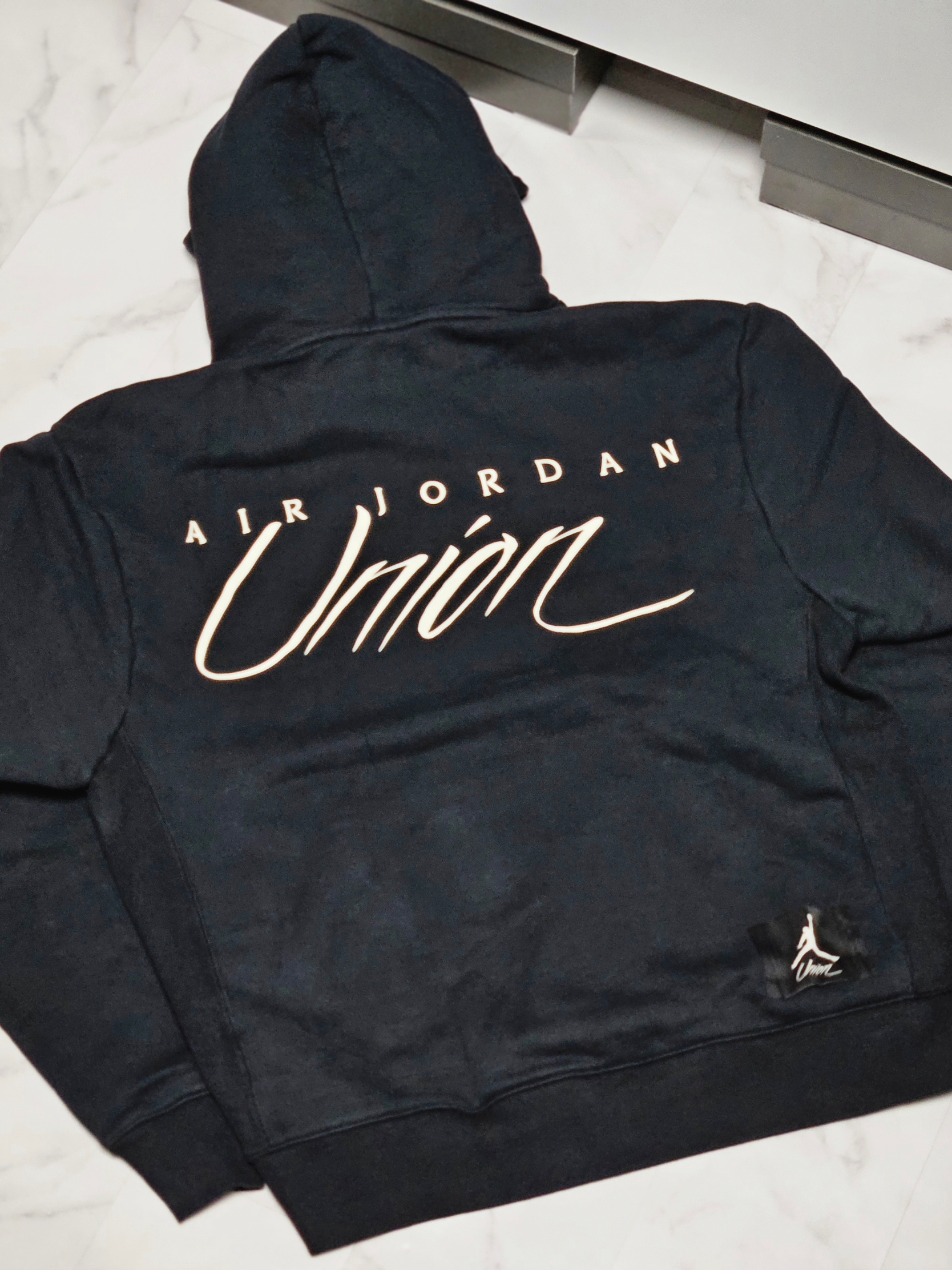 Jordan x Union Fleece Hoodie Black - Asia 착용 스타일 - 6