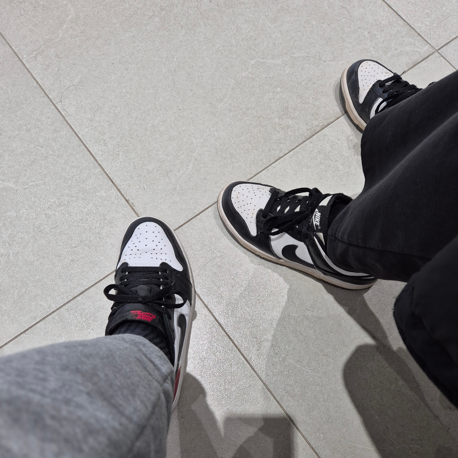 Jordan 1 Retro Low OG Black Toe, (GS) Nike Dunk Low Black 착용 스타일