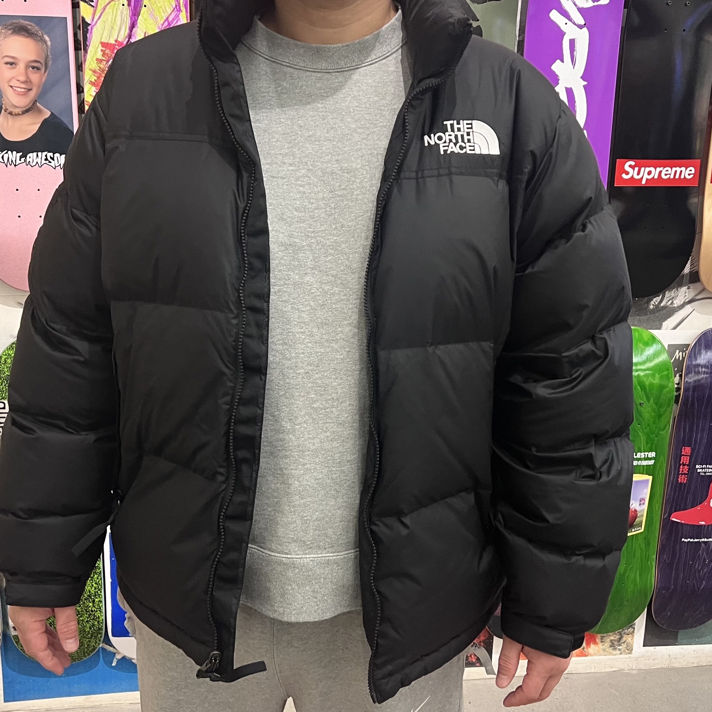 Supreme x The North Face Split Nuptse Jacket Tan - 24SS, Supreme x The North Face Split Nuptse Jacket Camo - 24SS 착용 스타일 - 3