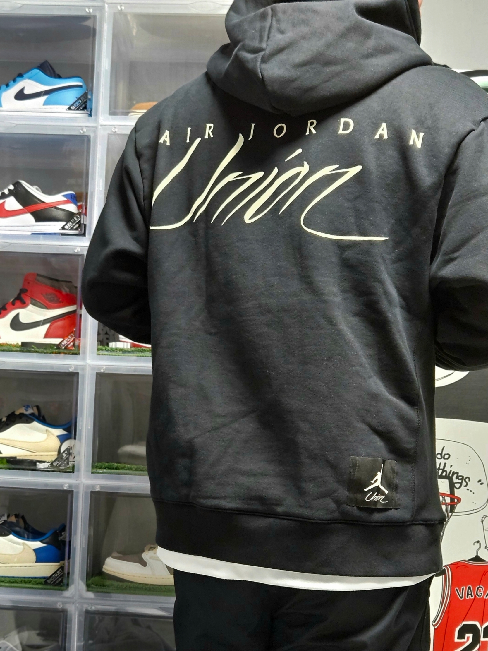 Jordan x Union Fleece Hoodie Black - Asia 착용 스타일 - 1