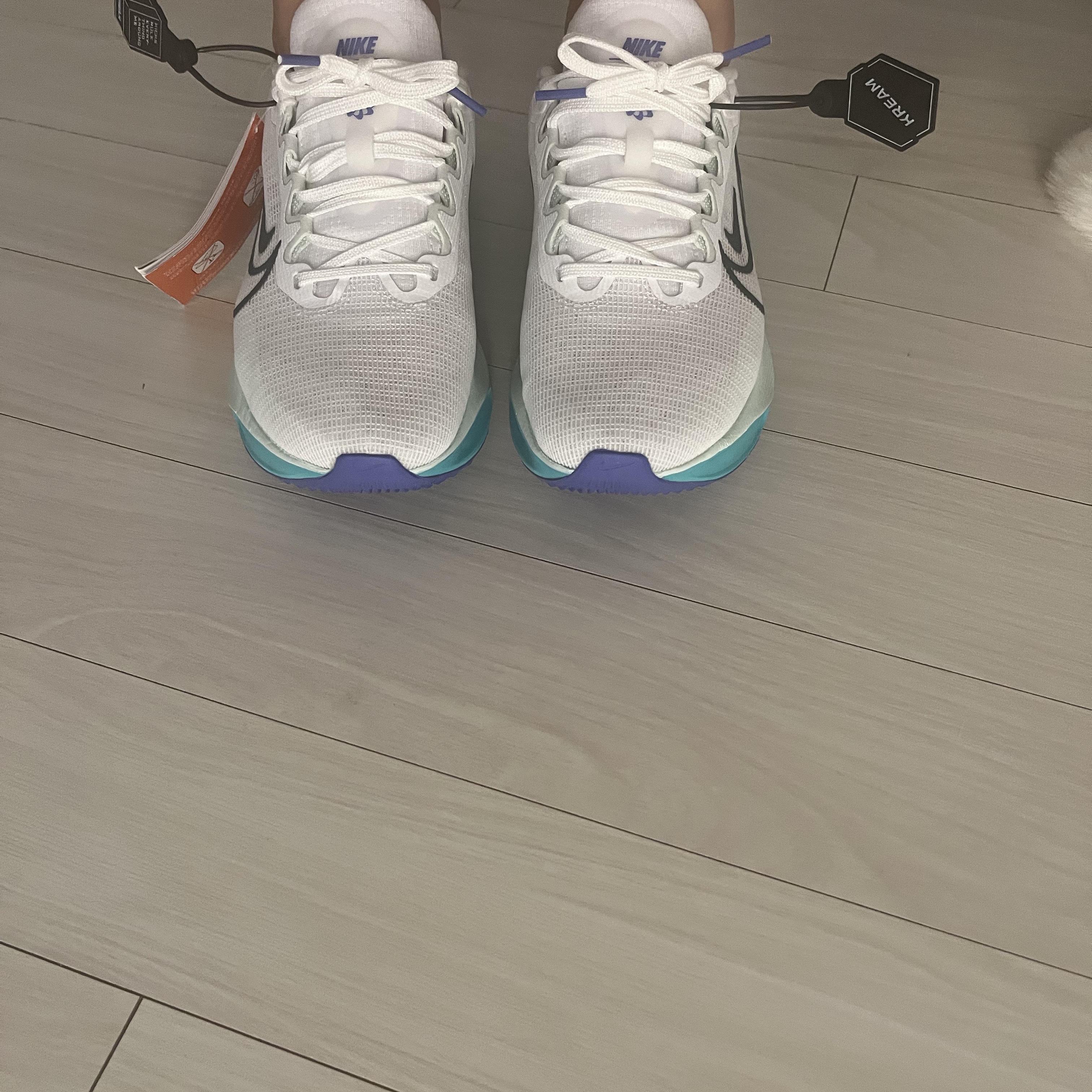(W) Nike Zoom Fly 5 White Clear Jade 착용 스타일 - 1