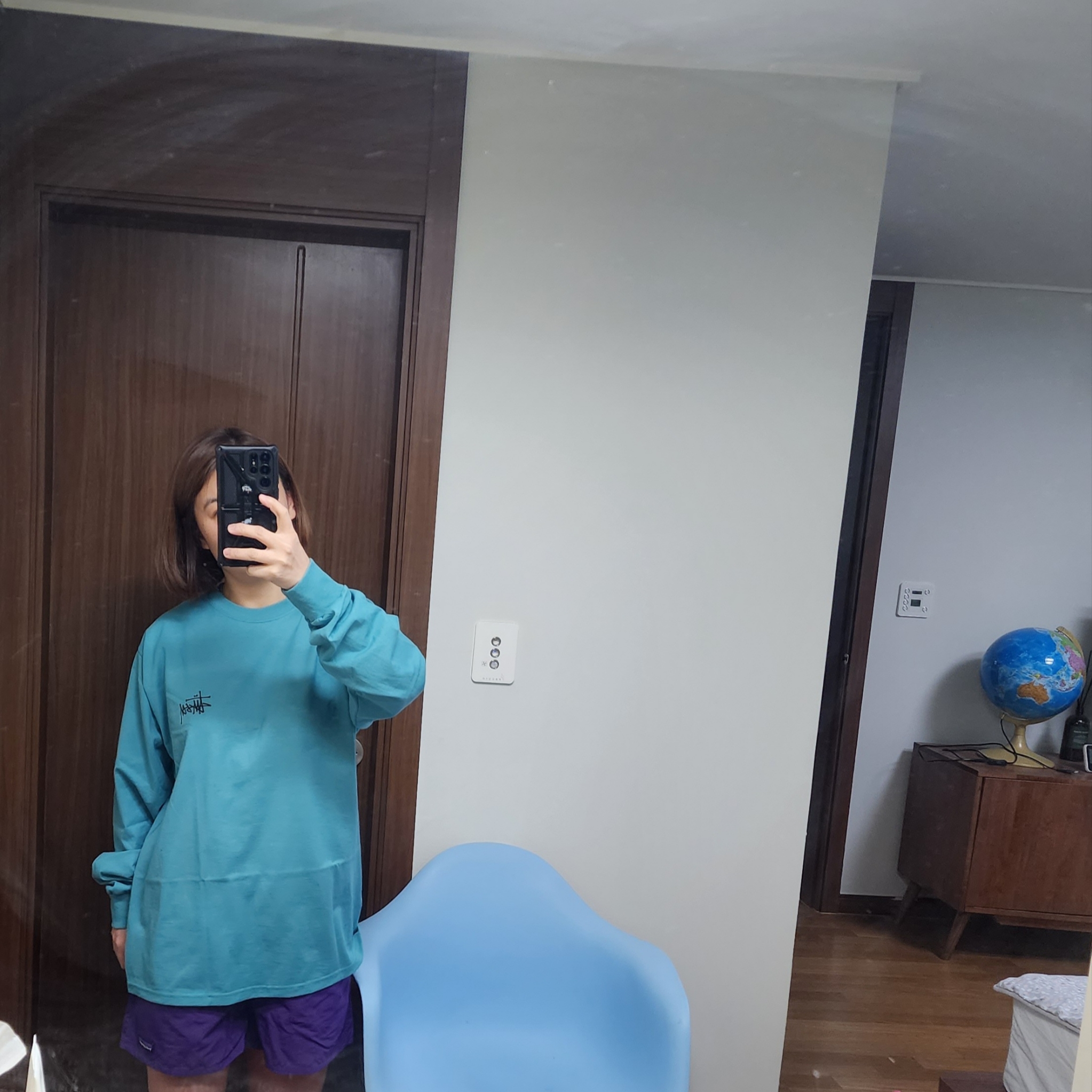 Stussy Basic Stussy LS T-Shirt Ocean 2024, Patagonia Baggies Shorts 5 Inch Purple 착용 스타일