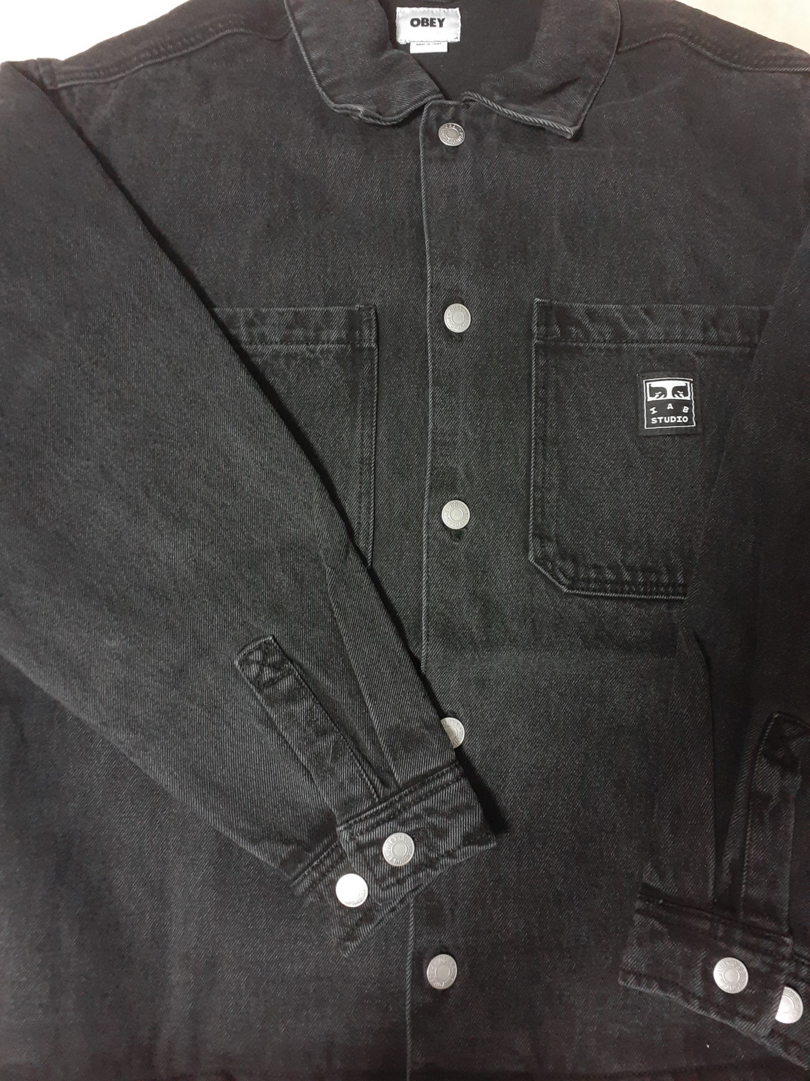 IAB Studio x Obey Painters Shirt Jacket Dusty Black 착용 스타일 - 1