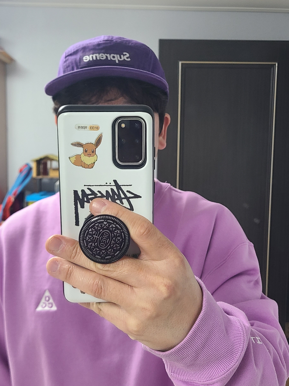 Supreme Washed Chino Twill Camp Cap Purple - 24SS 착용 스타일 - 1